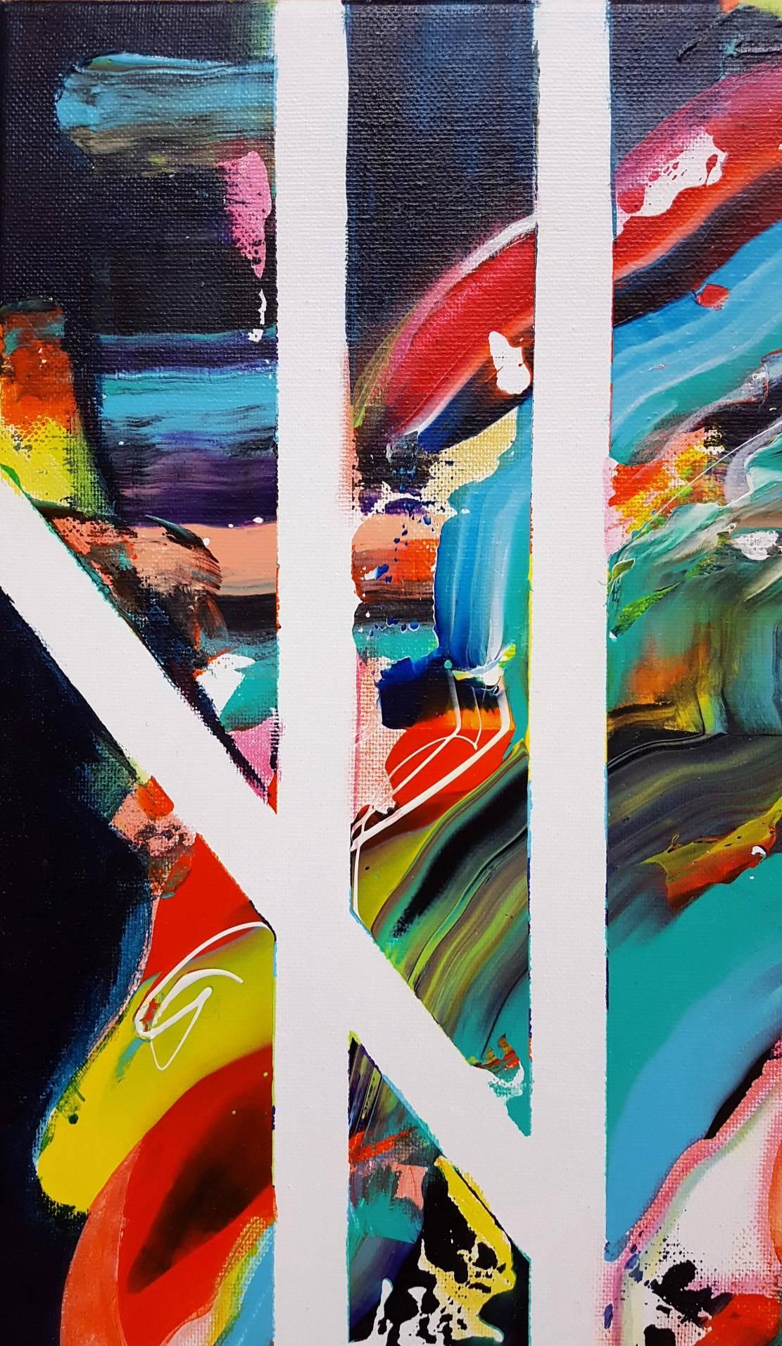 Poseidon - Gray Abstract Painting by Jack Graves III