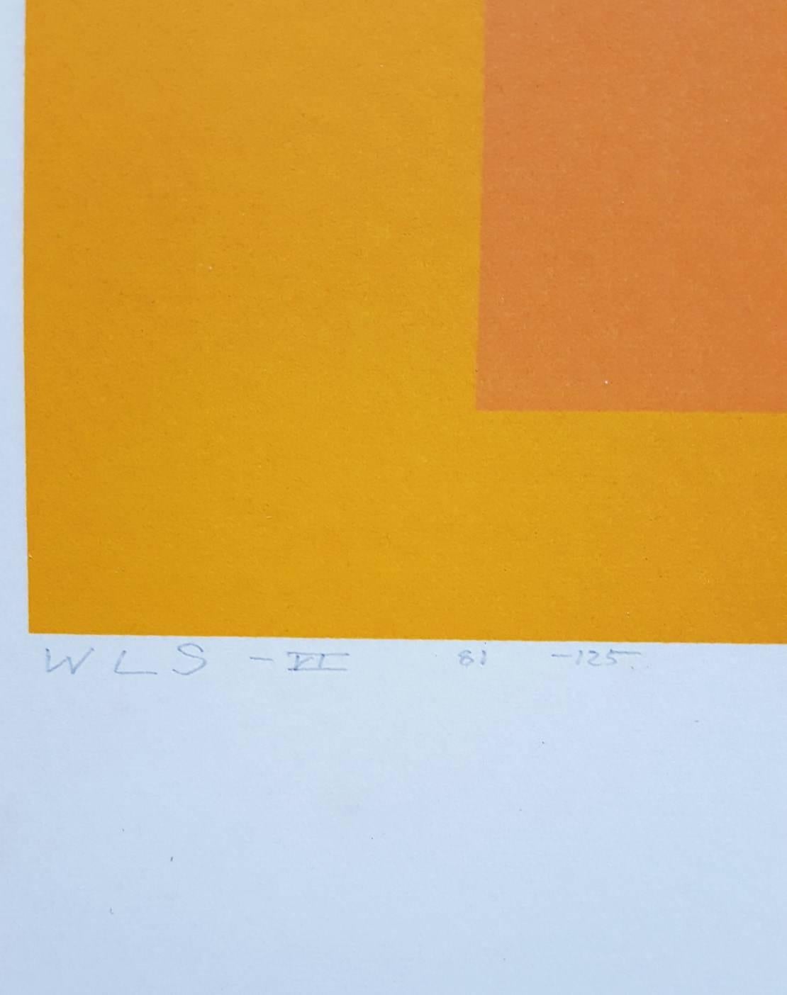 WLS VI (White Line Squares Series I) - Orange Abstract Print by Josef Albers