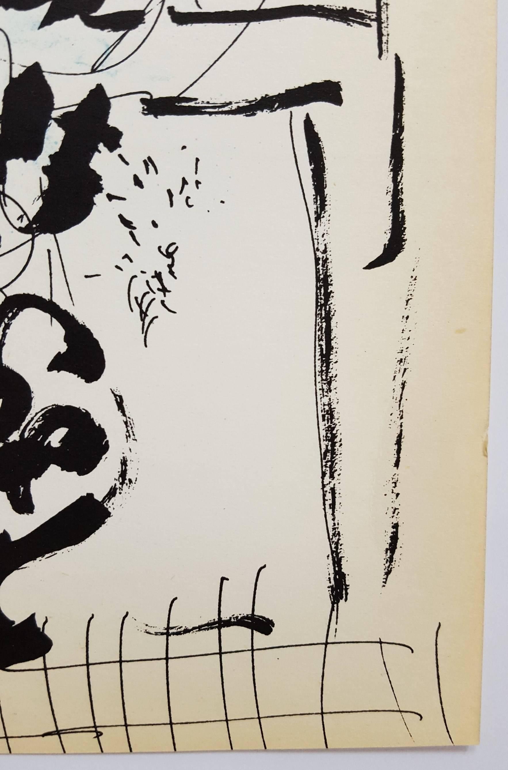 Black and Blue Bouquet - Modern Print by Marc Chagall