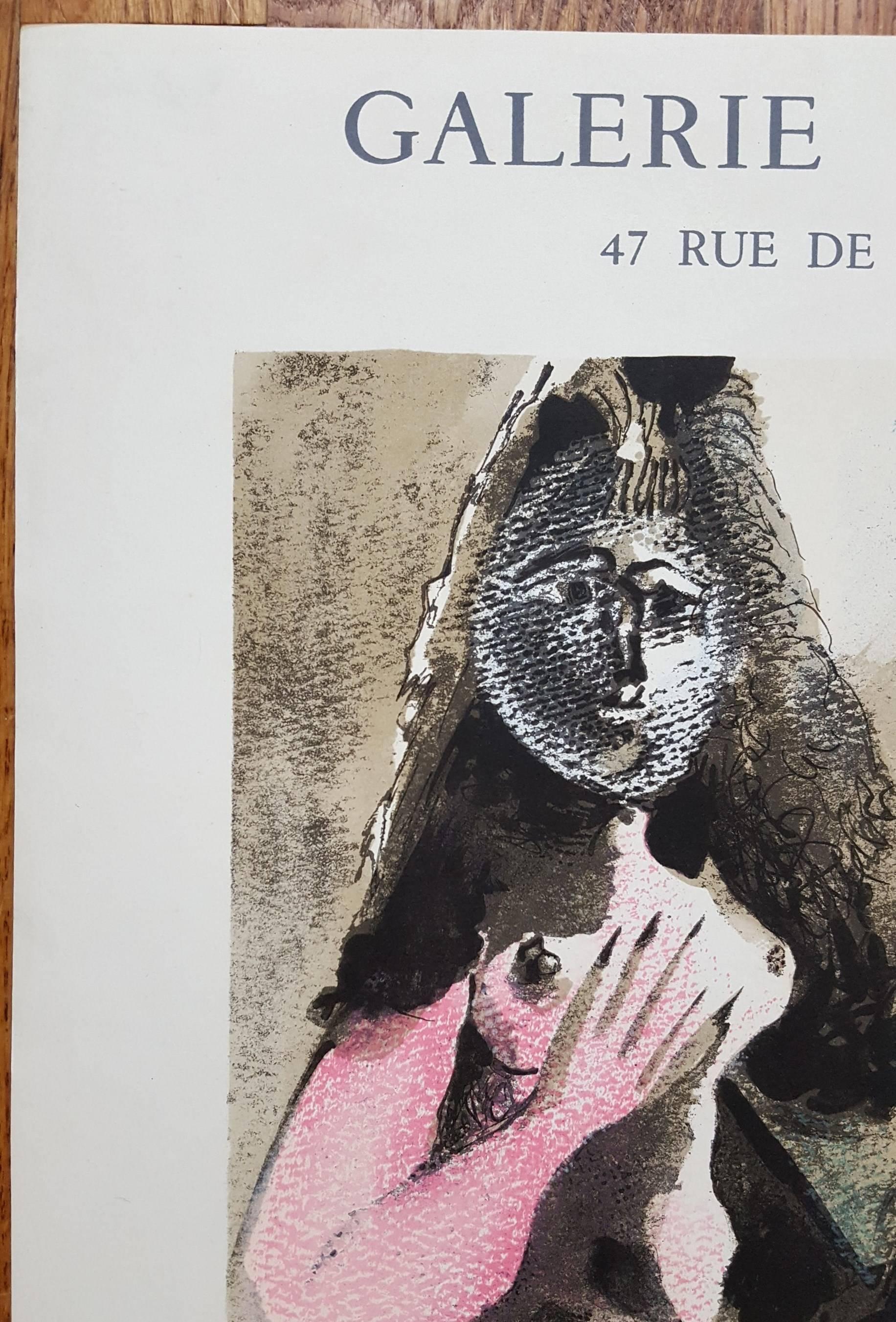 An vintage signed lithograph exhibition poster after Spanish artist Pablo Picasso (1881-1973) titled "Galerie Louis Leiris: The Painter & His Model", 1972. Signed in crayon by Picasso lower right. Lithography authorized by Picasso and