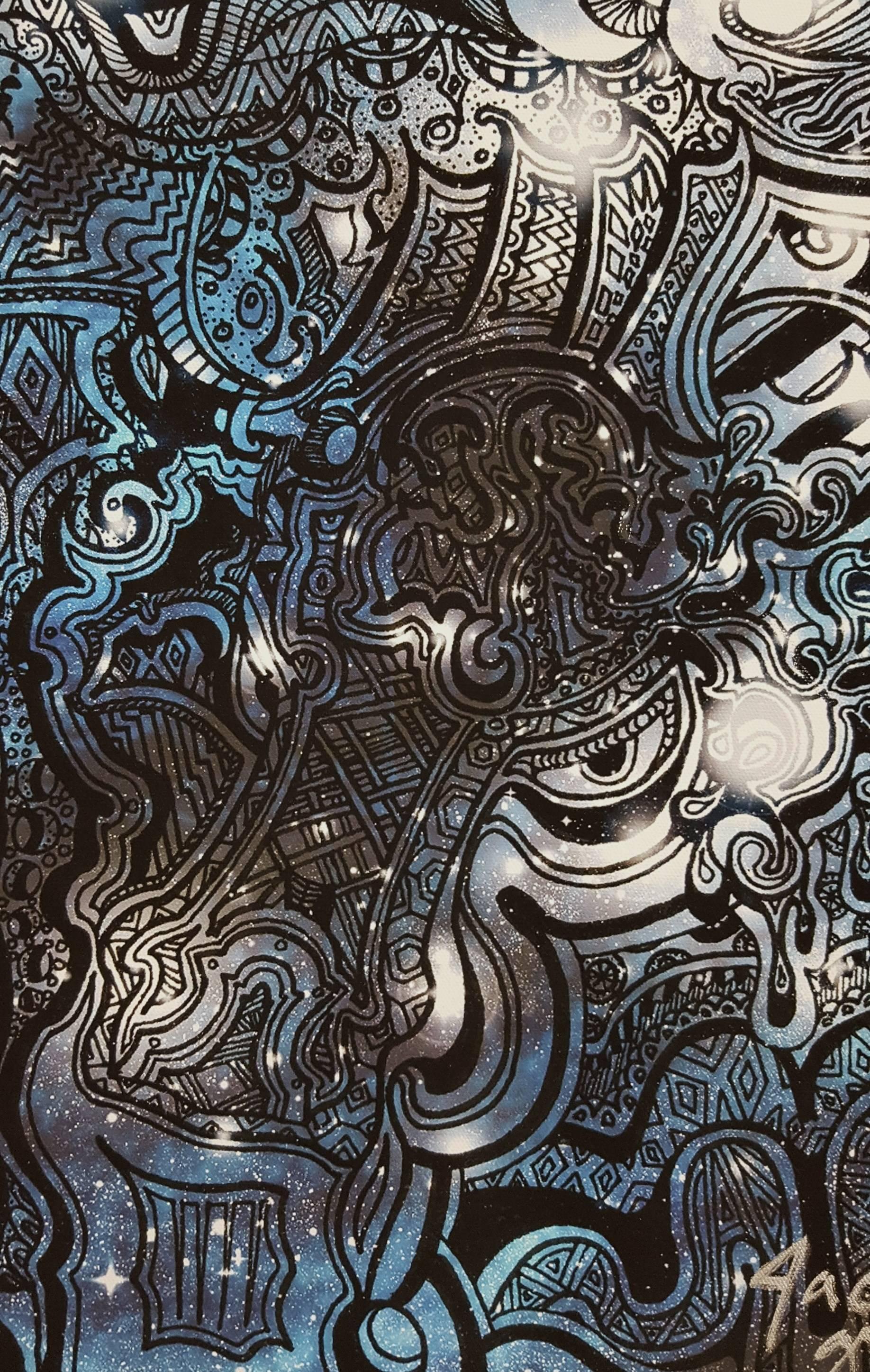 Samurai (Blue) - Contemporary Print by Jack Graves III