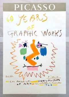 Picasso: 60 Years of Graphic Works - LACMA Poster /// Pablo Lithograph Portrait