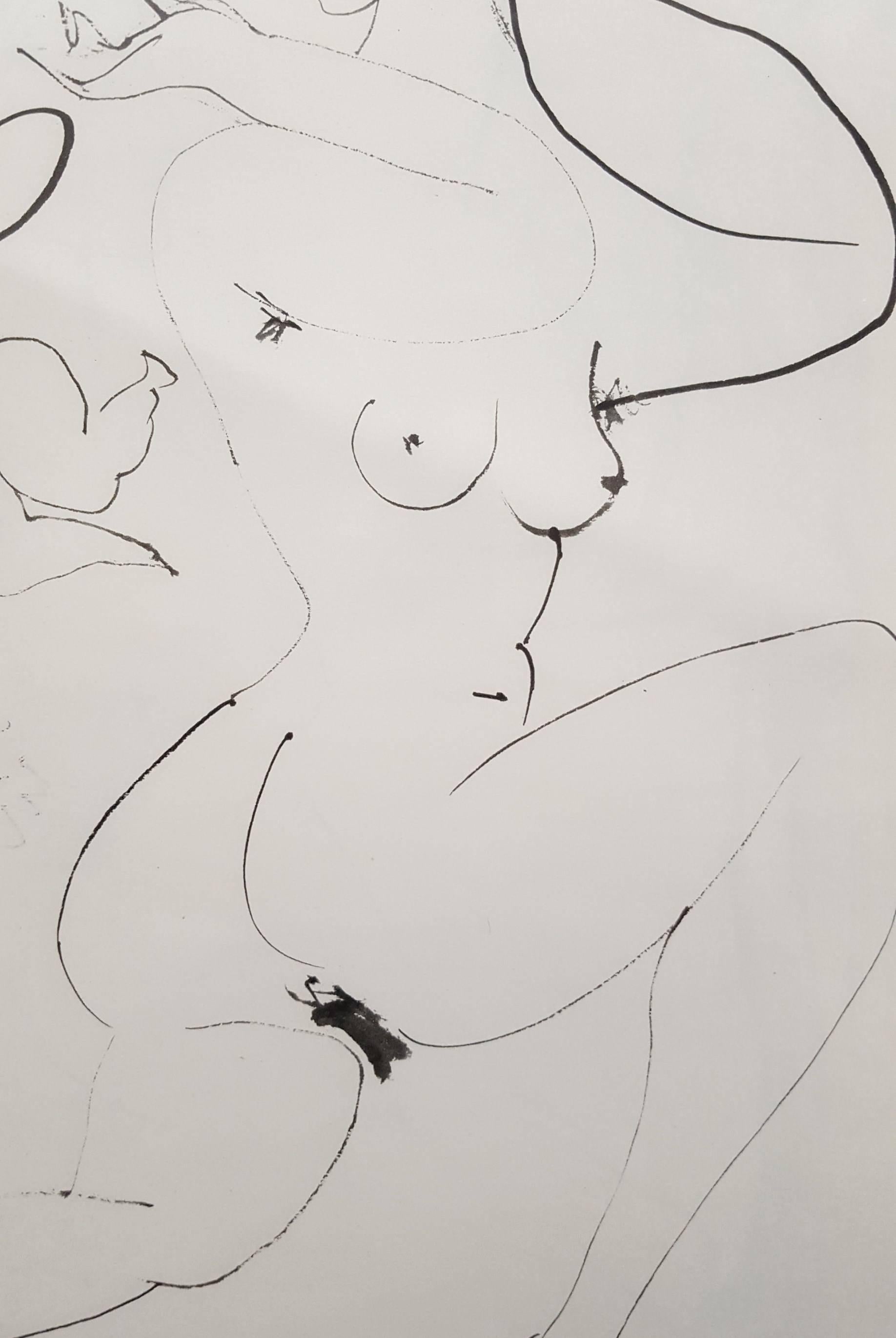 An original heliogravure on smooth wove paper after a drawing by Spanish artist Pablo Picasso (1881-1973) titled 