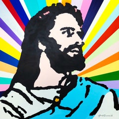 Jesus Christ /// Jack Graves Religious Christianity Pop Art Painting Striped Art