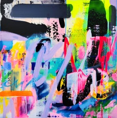 All dieser Lippenstift wird dich nicht retten /// Jack Graves – Riesiges abstraktes Gemälde auf Leinwand