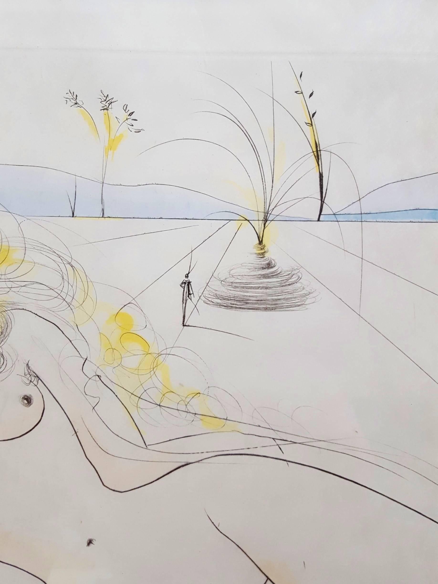 Venus et Le Joueur d'Orgue (Venus and the Organ-Player) (A.F.66.E) - Gray Nude Print by Salvador Dalí