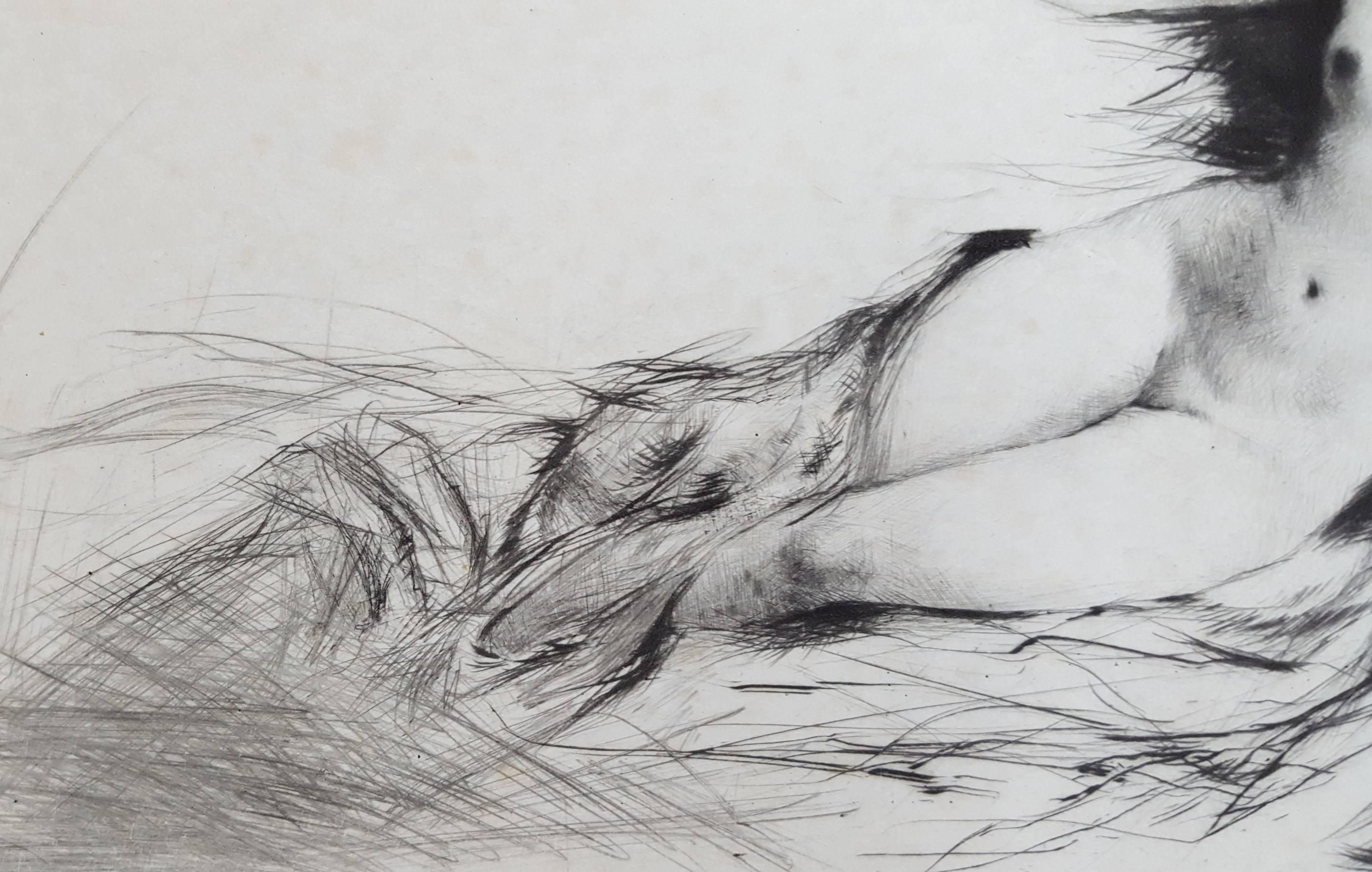 Danae - Gray Nude Print by Carl Joseph Bauer