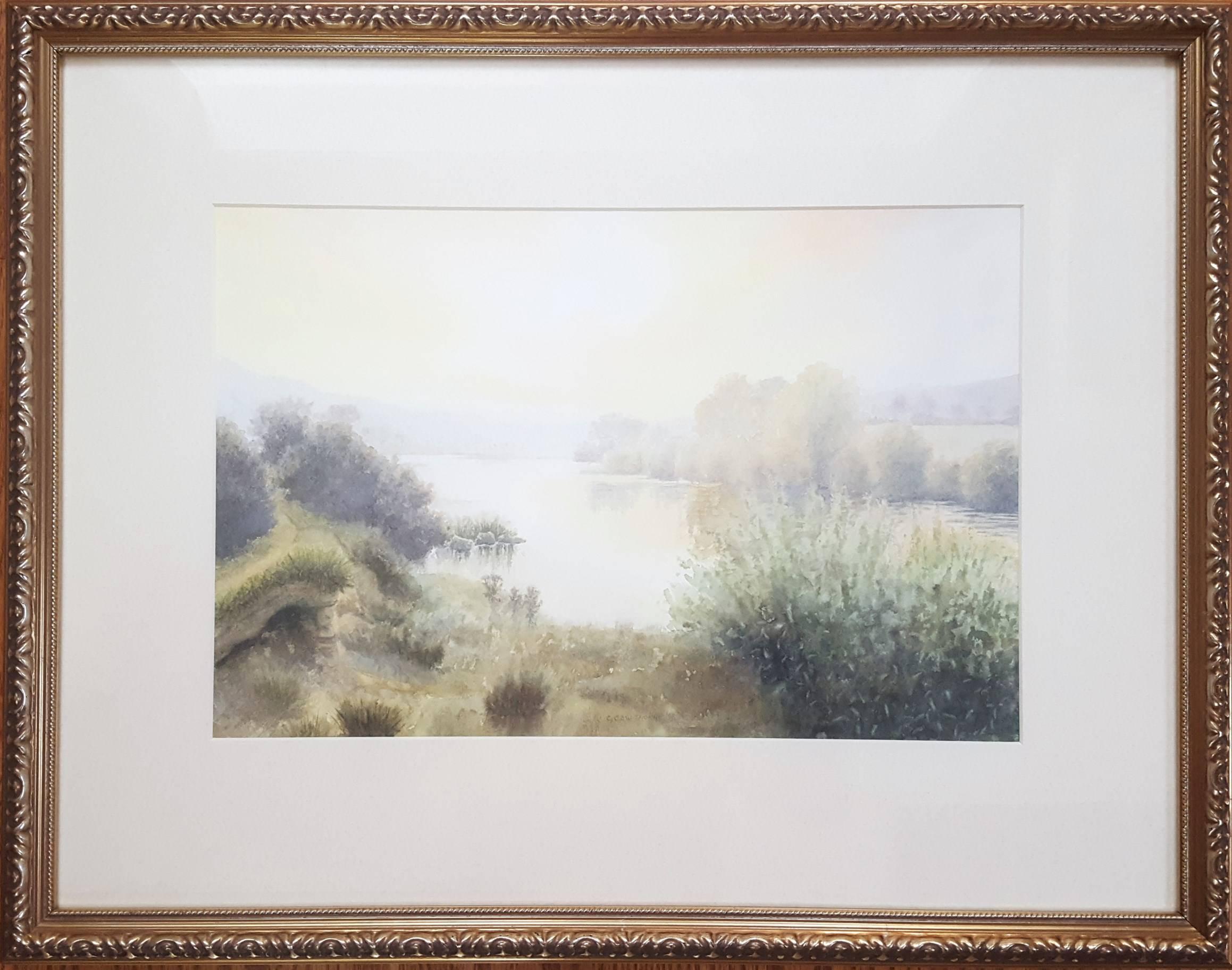 River Tyne Between Hexham and Corbridge /// Contemporary Landscape Watercolor - Art by Gillie Cawthorne