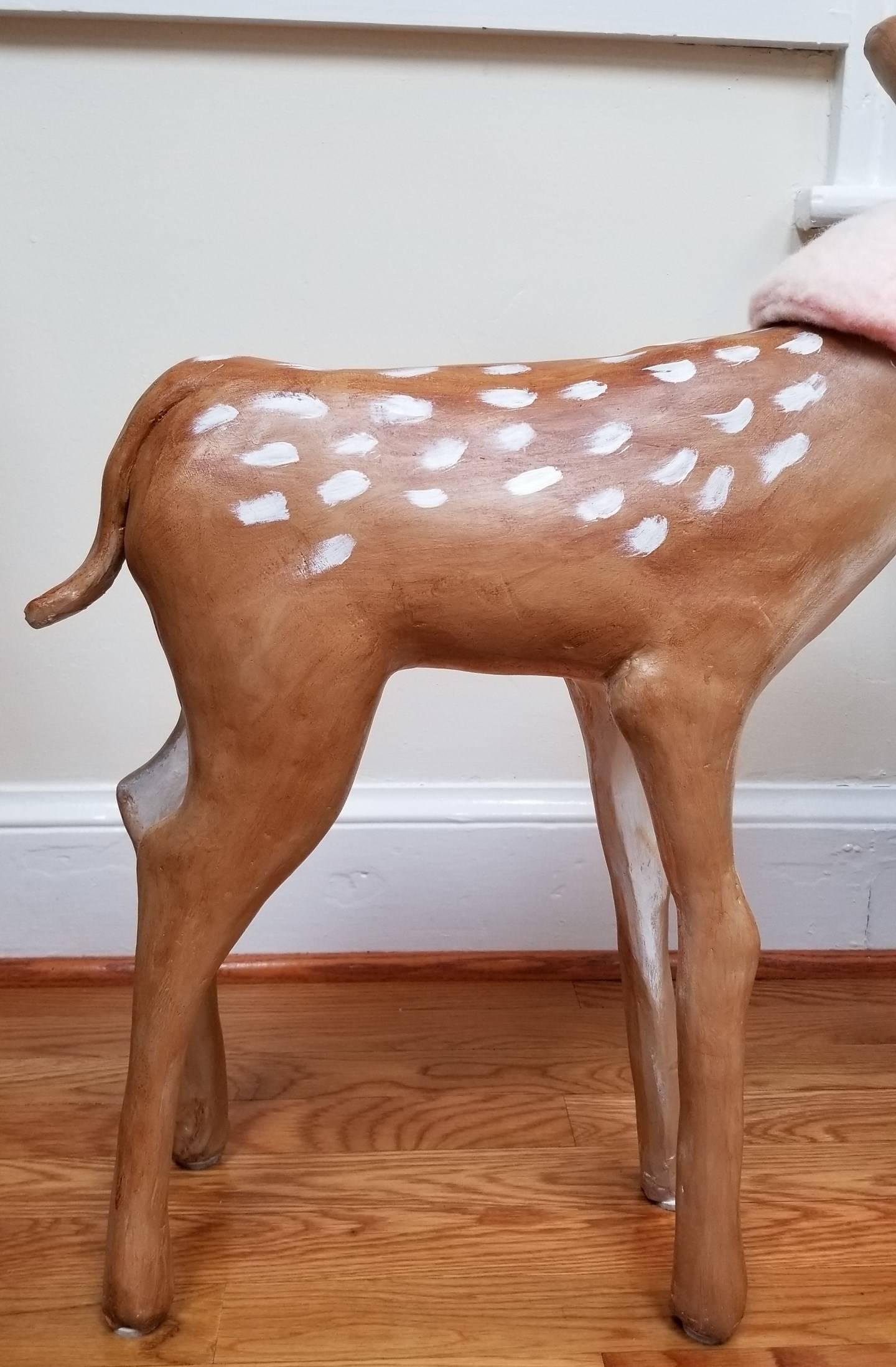 An original hand-painted pottery sculpture by American artist Paulette Brigitte Marcelle Freeman (1989-) titled "Virginia Doe", 2015. Sculpture measures: 28 tall x 9" wide x 26" deep. Weight: roughly 15 lbs. In excellent