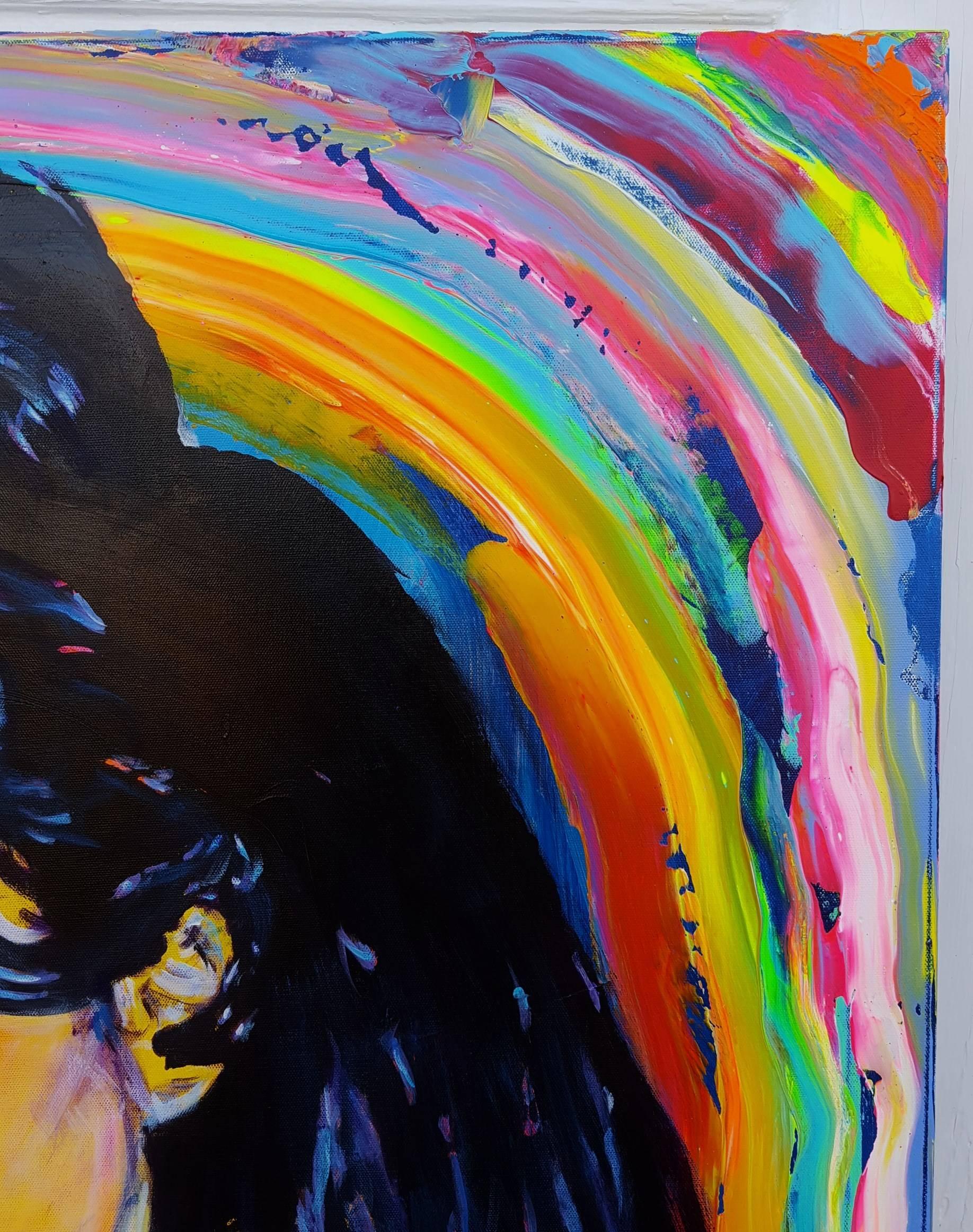 Amy Winehouse Icon (Schwarz), Portrait Painting, von Jack Graves III