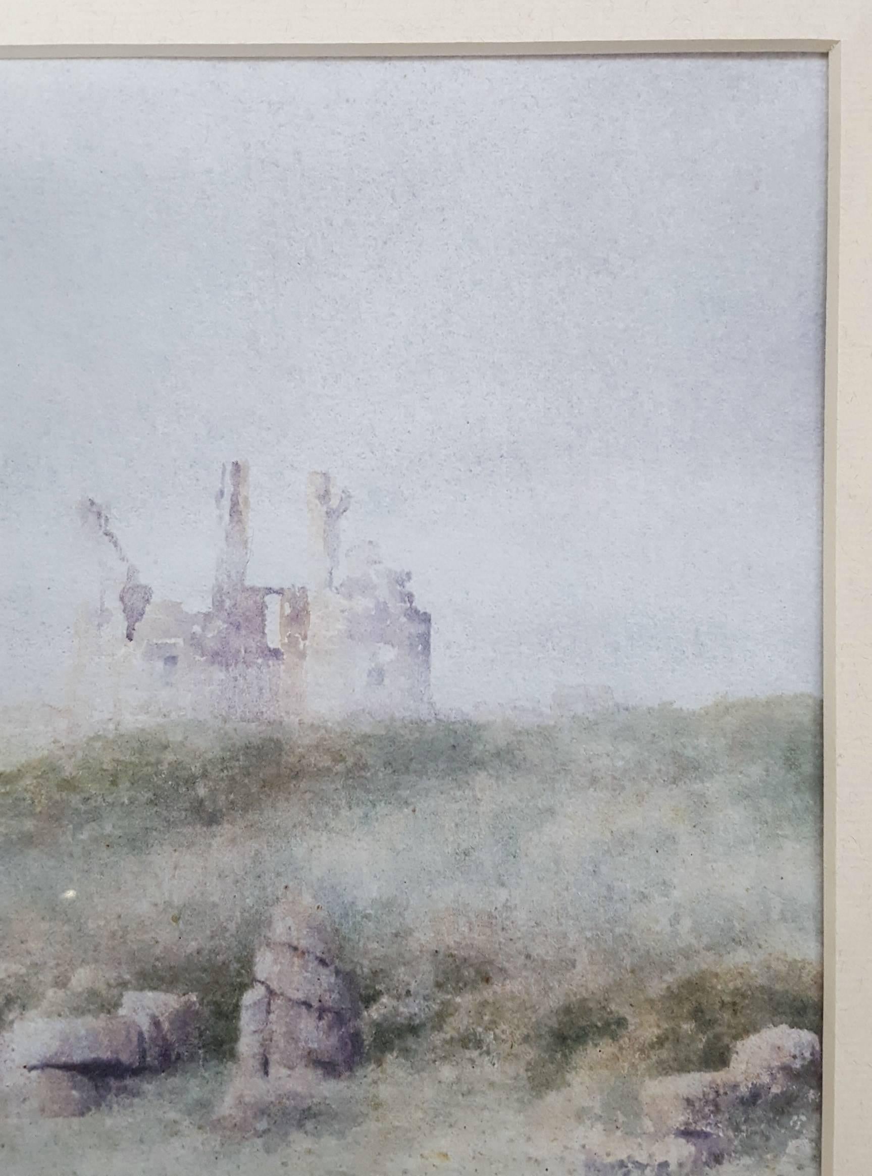 Château de Dustanburgh /// Aquarelle contemporaine Paysage anglais britannique Histoire en vente 4