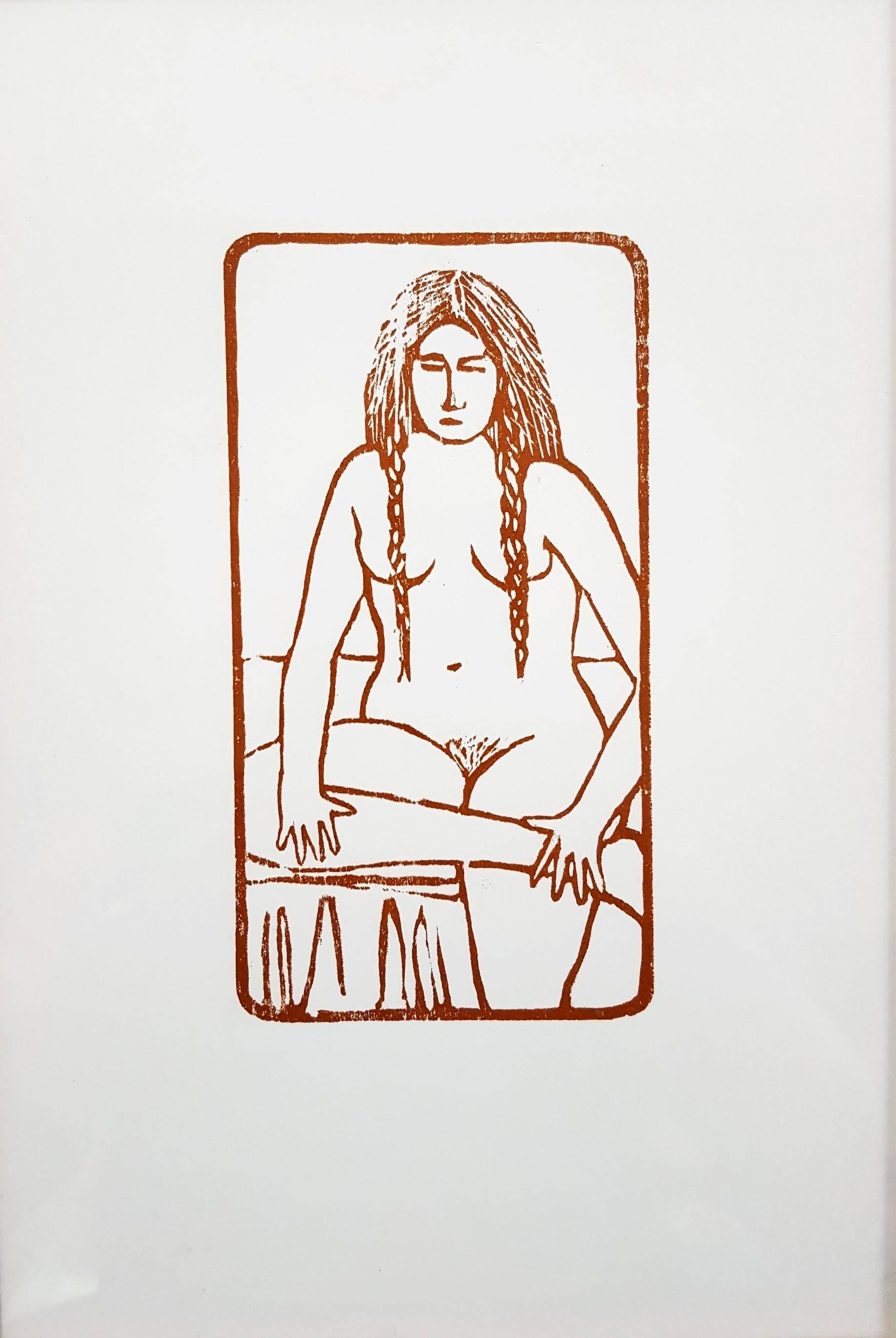 Sitting Nude - Contemporary Print by Vincent Torre