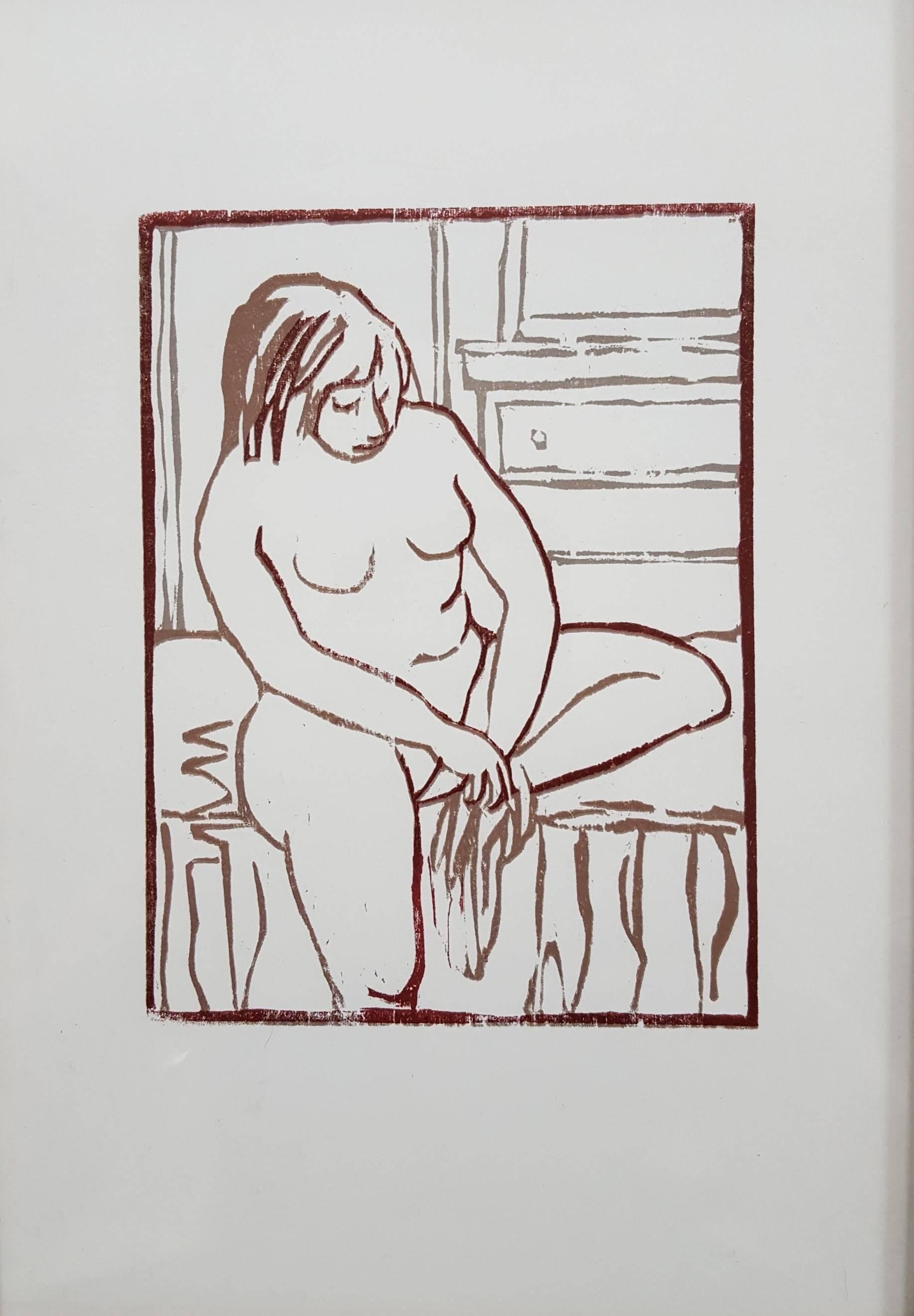 Sitting Nude - Contemporary Print by Vincent Torre