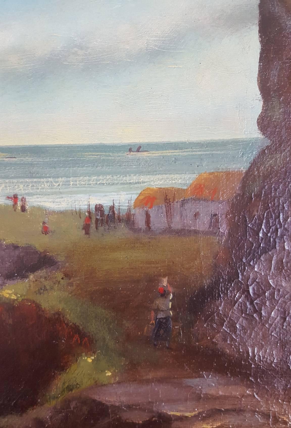 An original signed oil on canvas by English artist Millson Hunt (fl. 1875-1900) titled "Lulsworth Cove, Dorset". Signed and dated lower right: "Millson Hunt 1885". This oil on canvas has been professionally restored. Framed size: