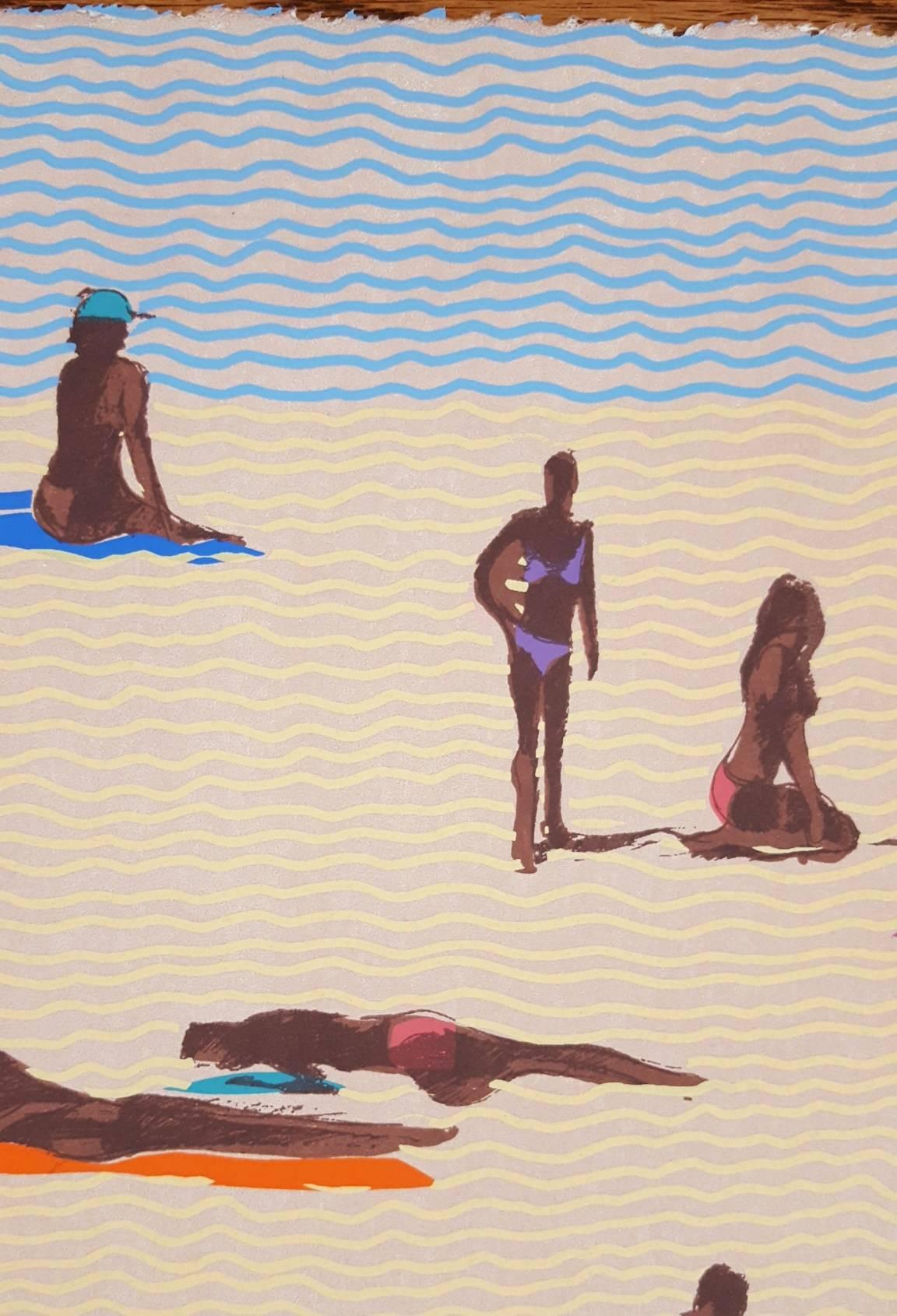 St. Tropez /// Contemporary Pop Art Beach Ocean Shore Figurative Swimming Modern For Sale 4