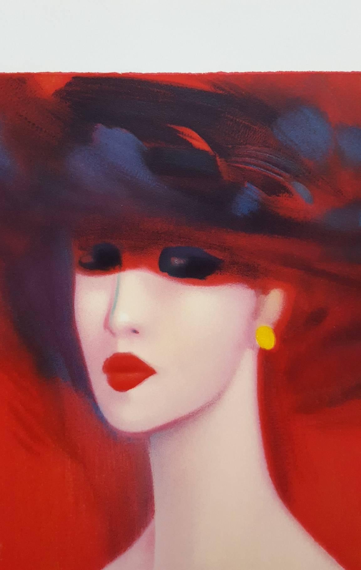Isabella - Red Portrait Print by Jan DeRola