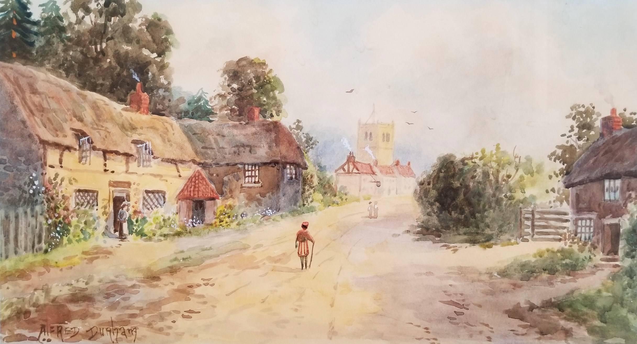 Alfred Durham Landscape Art - Cottage Lane