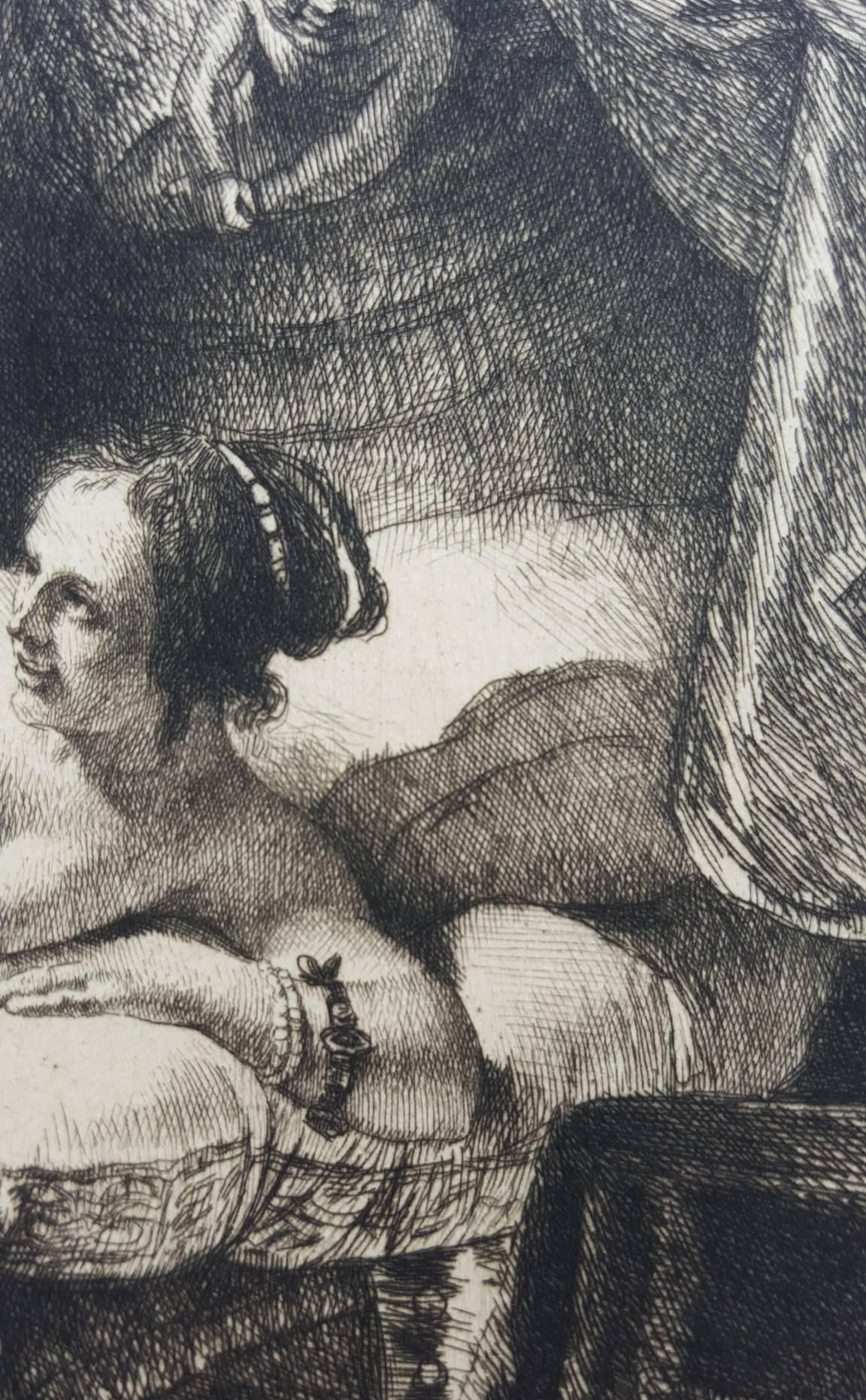 Danae - Black Nude Print by Rembrandt van Rijn