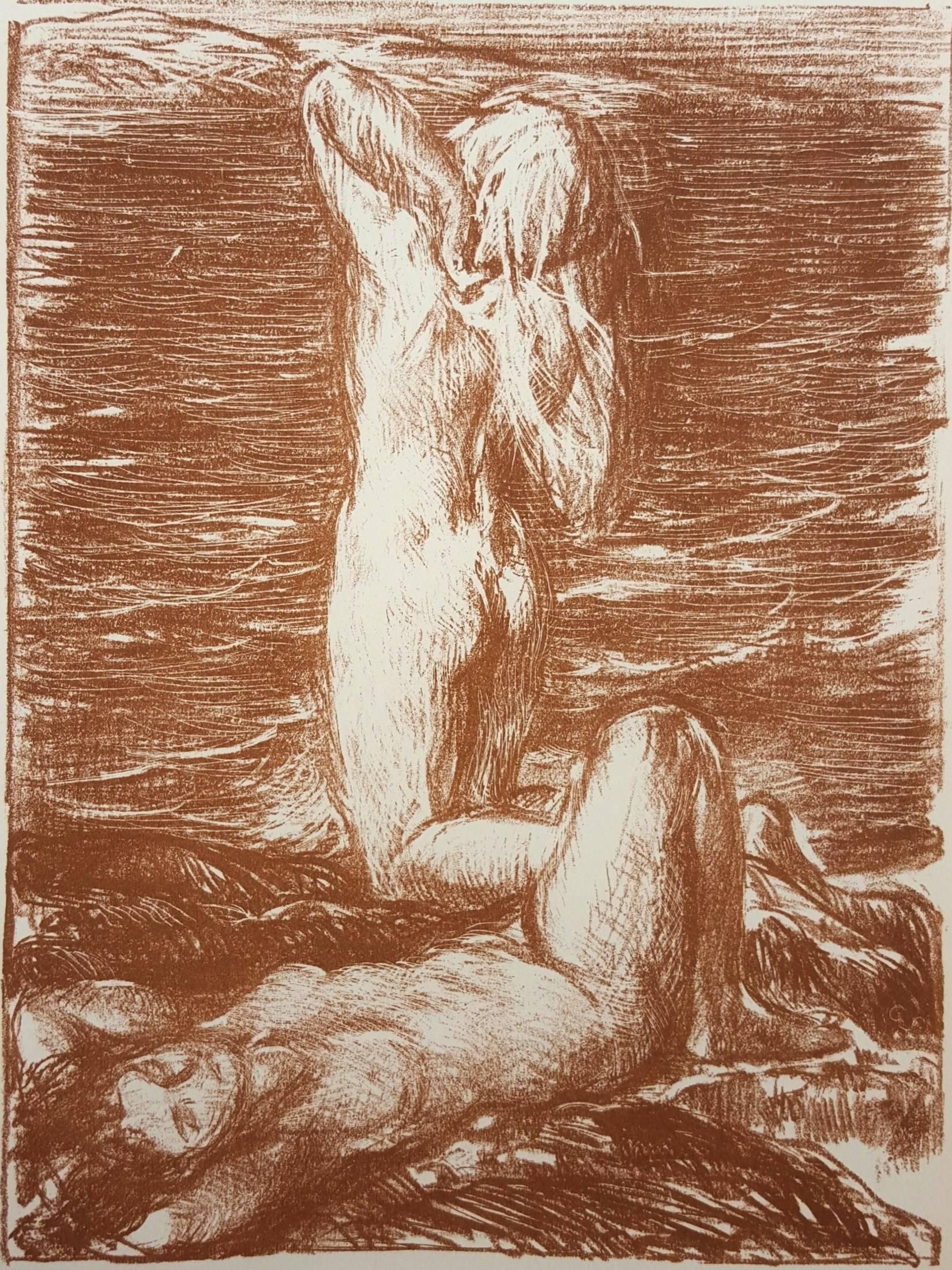 Charles Haslewood Shannon Nude Print - La Maree Montante (The Rising Tide)