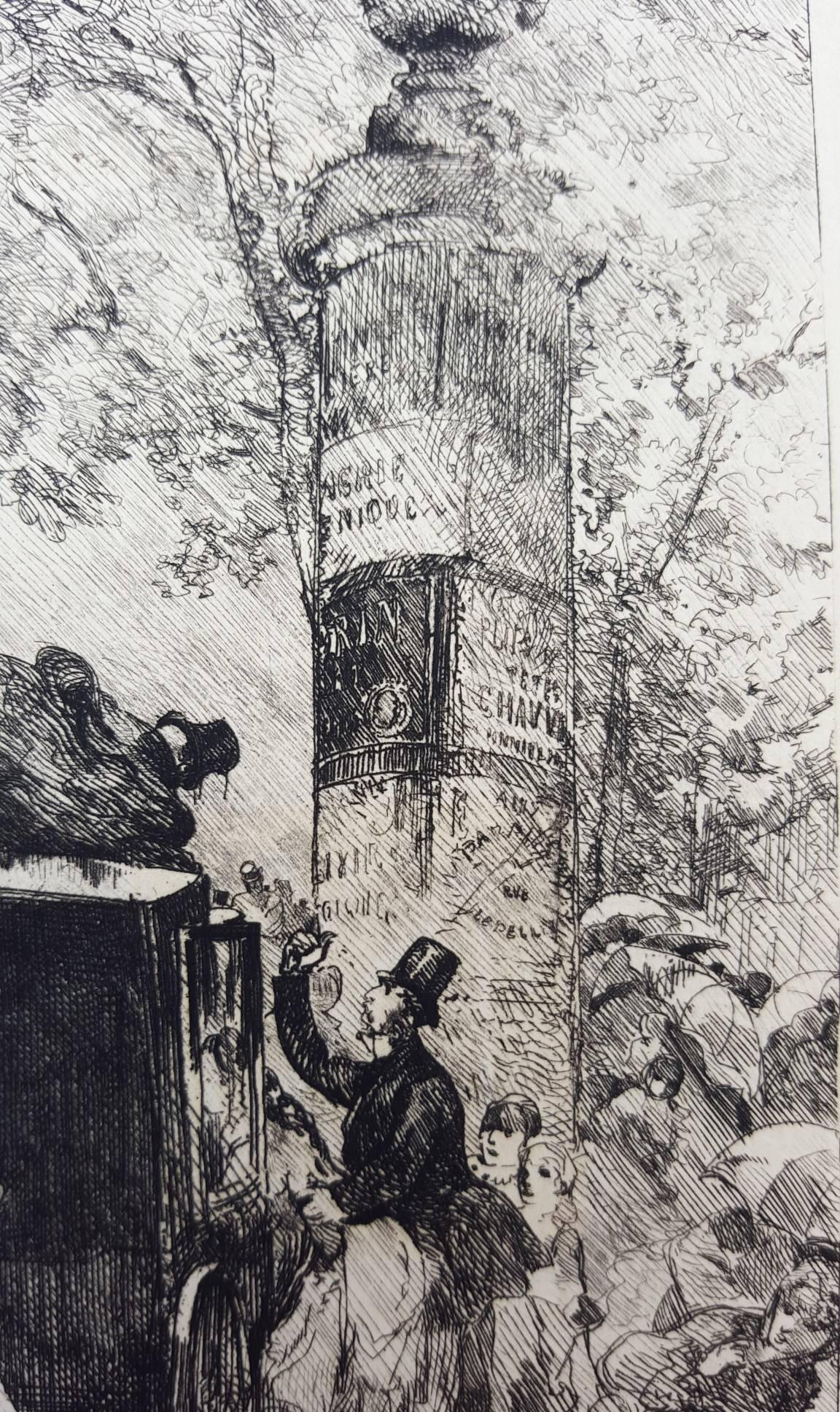 Une Averse sur le Boulevard Des Italiens - Impressionist Print by Edmond Morin