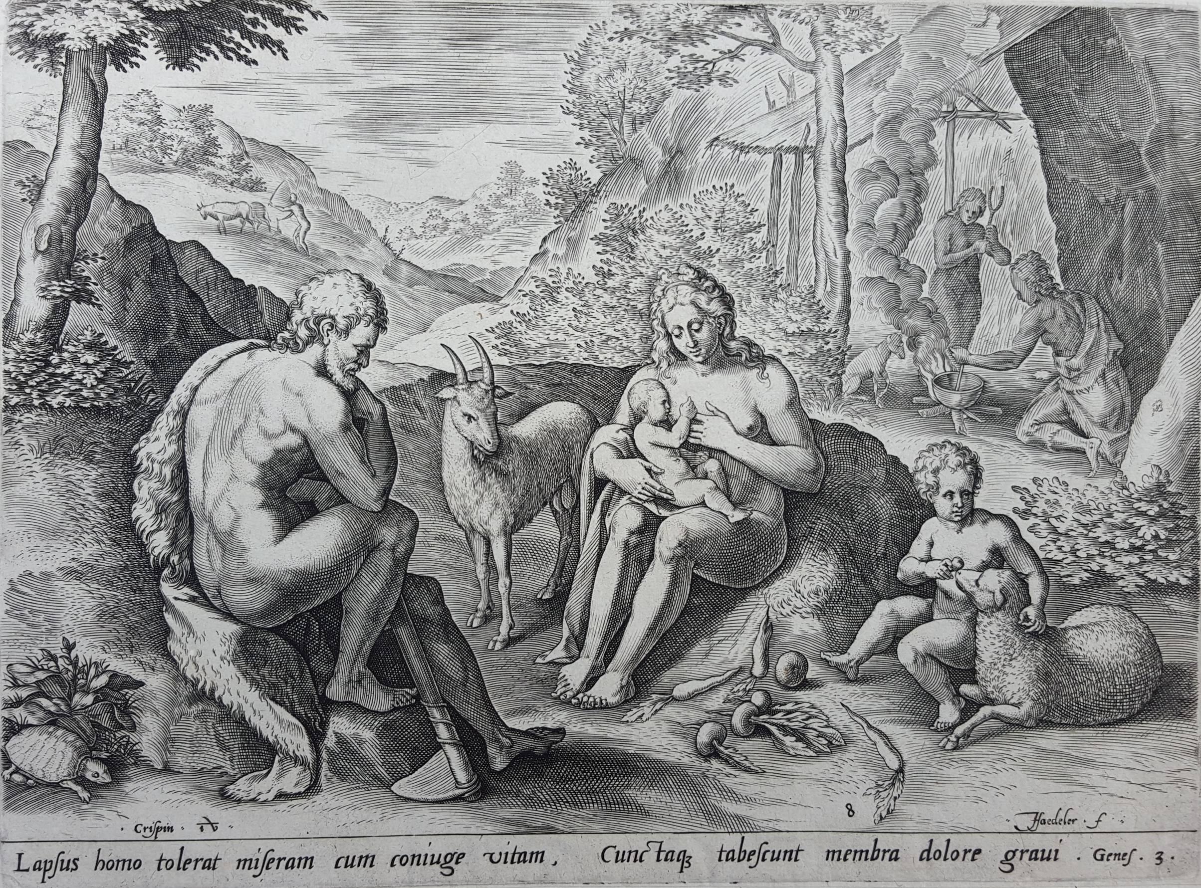 Johannes Sadeler I Figurative Print - Lapsus homo tolerant miseram cum coniuge vitam