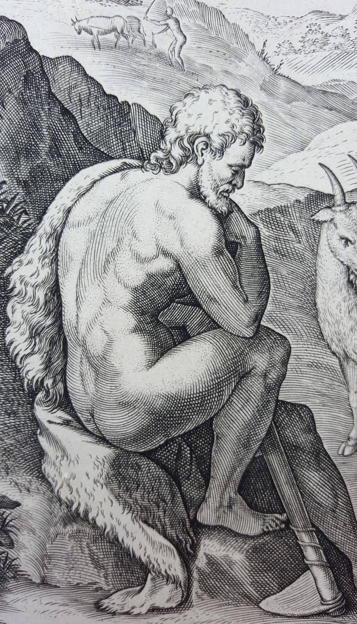 Lapsus homo tolerant miseram cum coniuge vitam - Old Masters Print by Johannes Sadeler I
