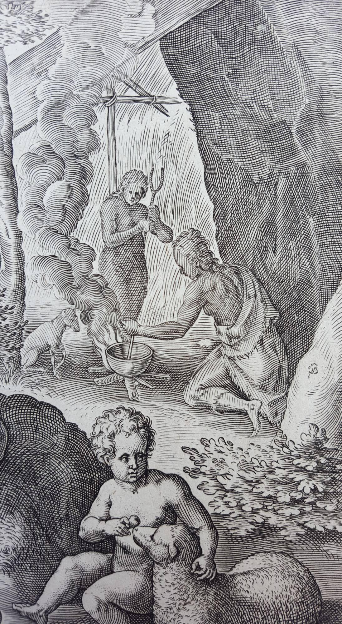 Lapsus homo tolerant miseram cum coniuge vitam - Gray Figurative Print by Johannes Sadeler I