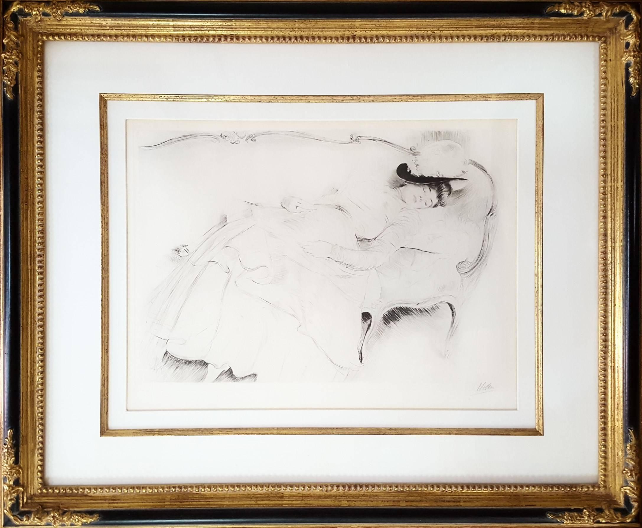 Dormeuse sur un Canape - Print by Paul César Helleu