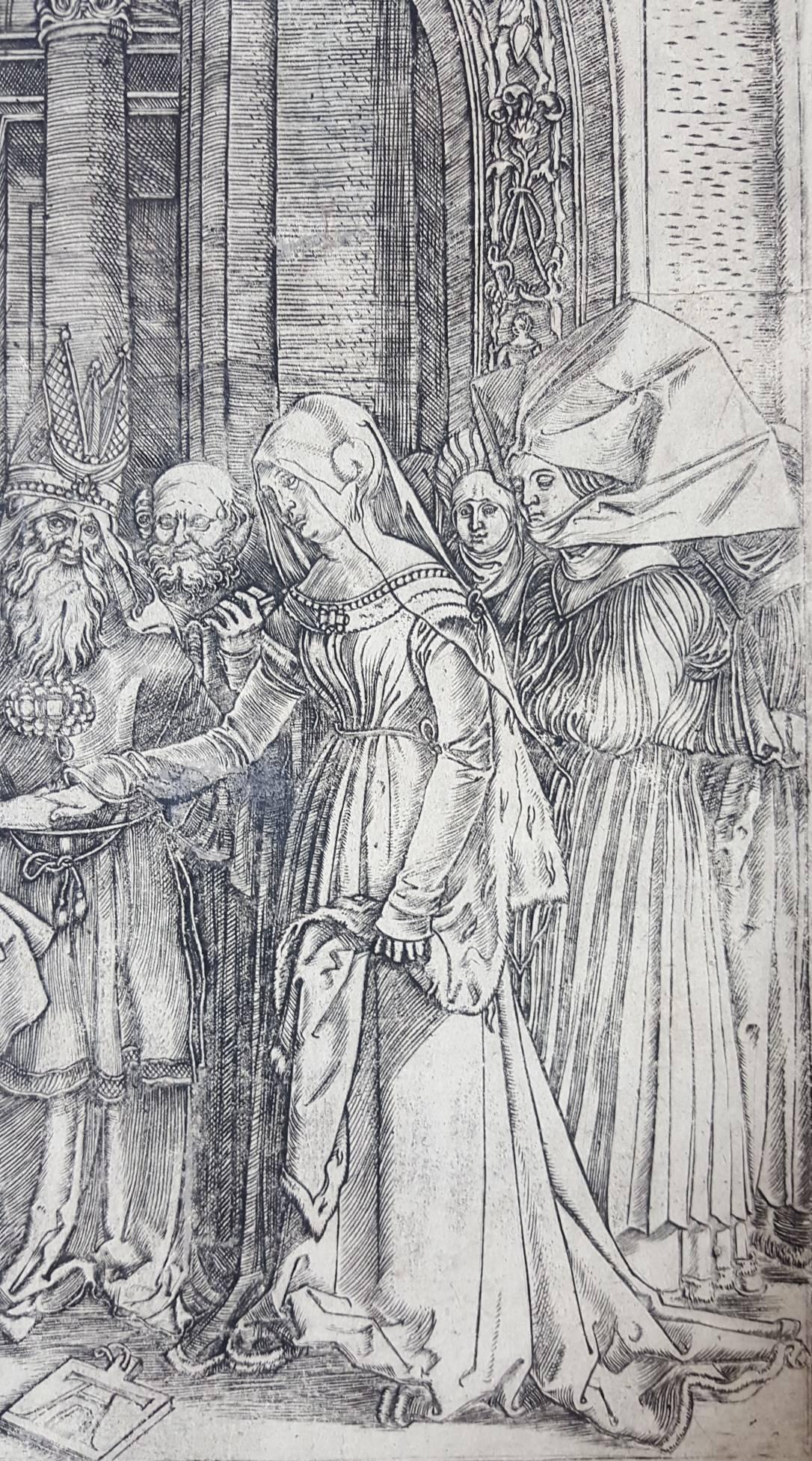 The Betrothal of the Virgin - Gray Figurative Print by Marcantonio Raimondi