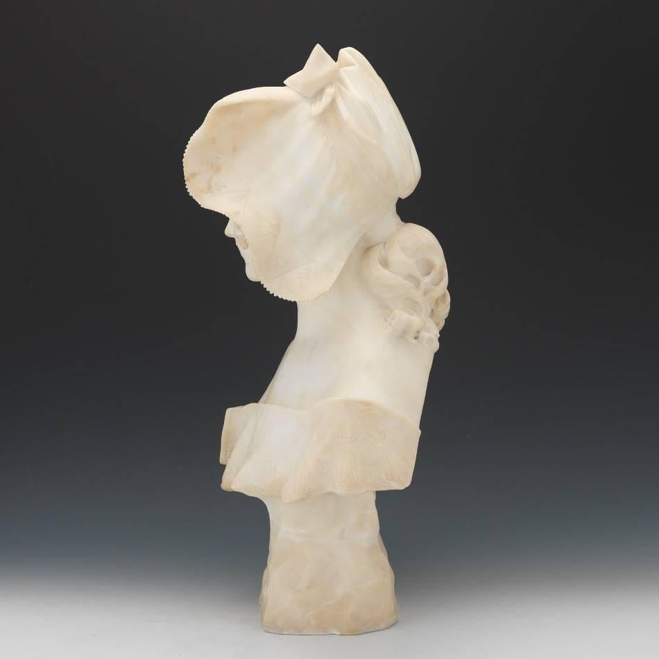 Bust of a Young French Lady - Art Nouveau Sculpture by Unknown