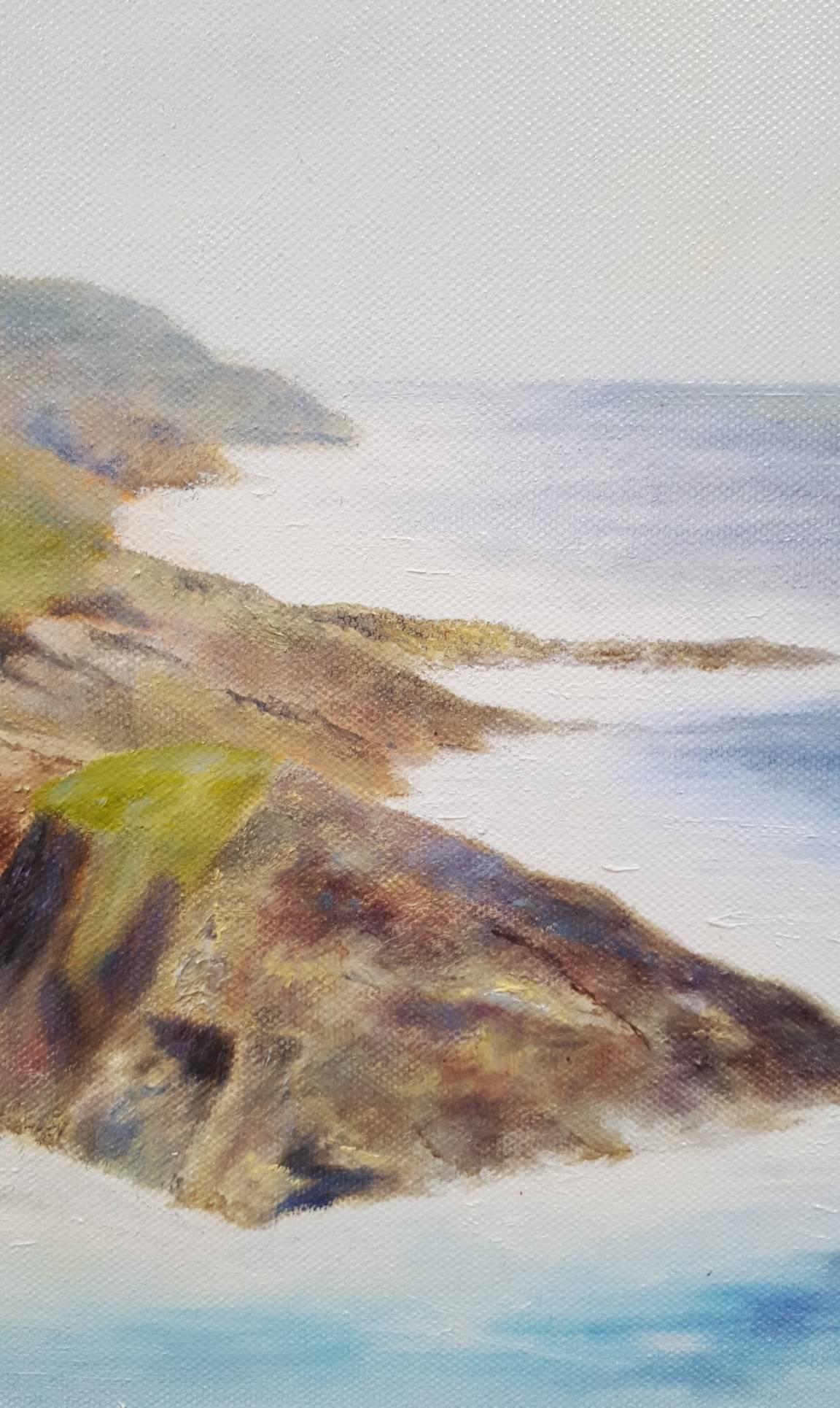 Pendeen Coast, Cornwall - Gray Landscape Painting by Alastair Campbell-Binning