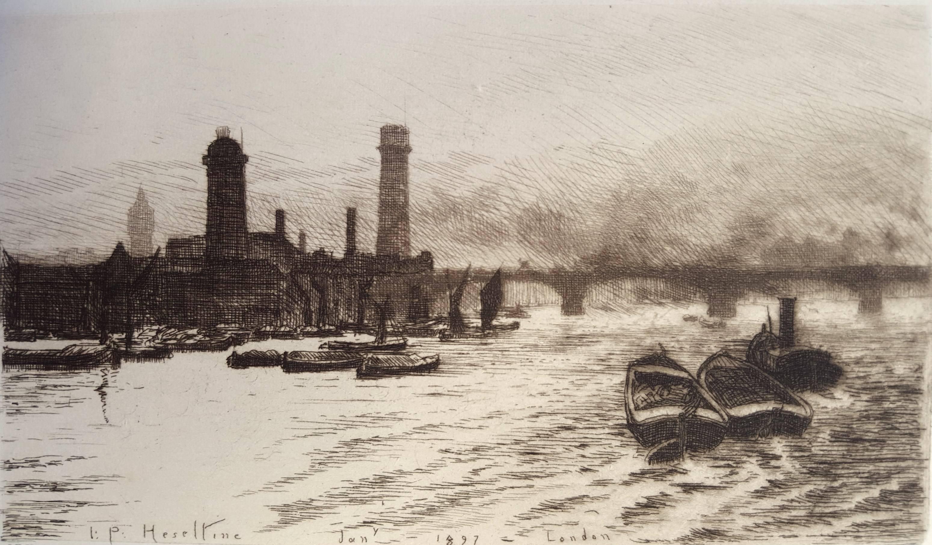 John Postle Heseltine Landscape Print - Le Pont de Waterloo, a Londres