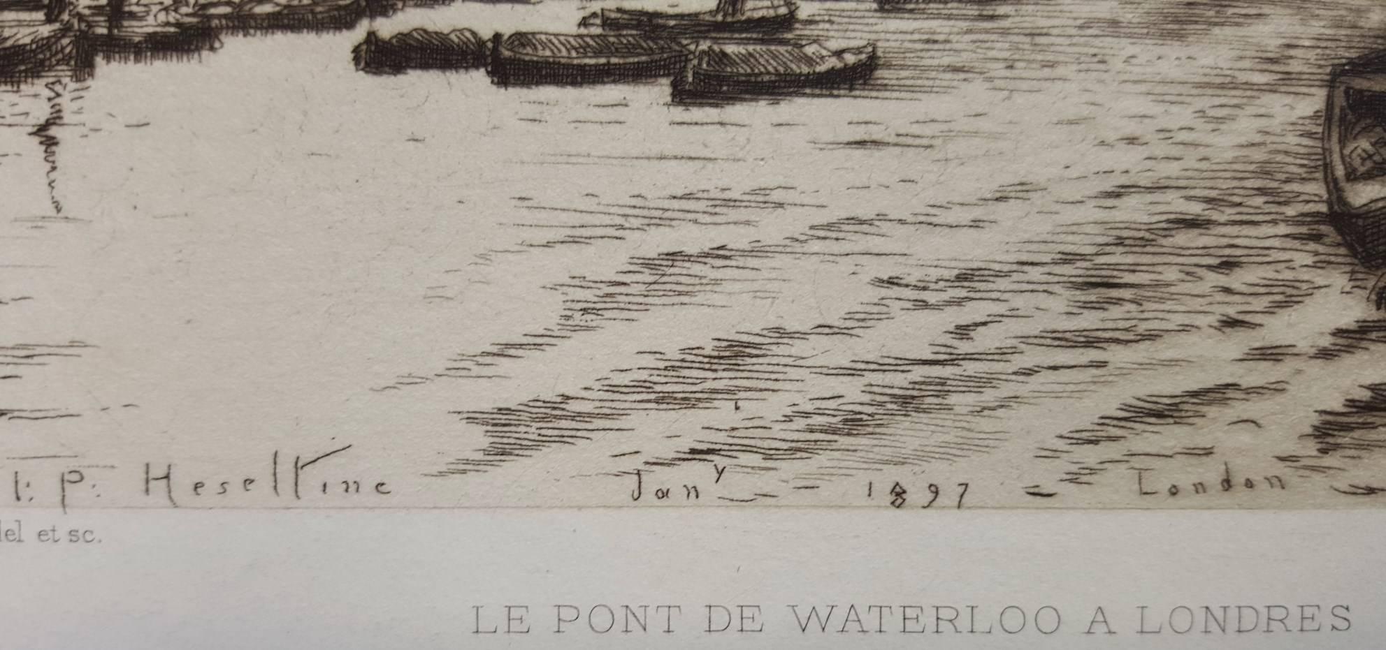 Le Pont de Waterloo, a Londres - Impressionist Print by John Postle Heseltine