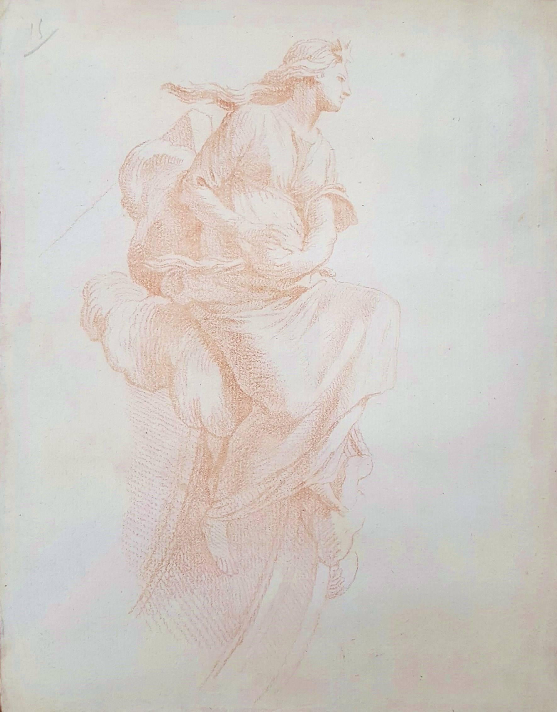 Figurative Art Unknown - La Femme Muse /// Symbolisme allégorique Romantic Old Masters European Drawing