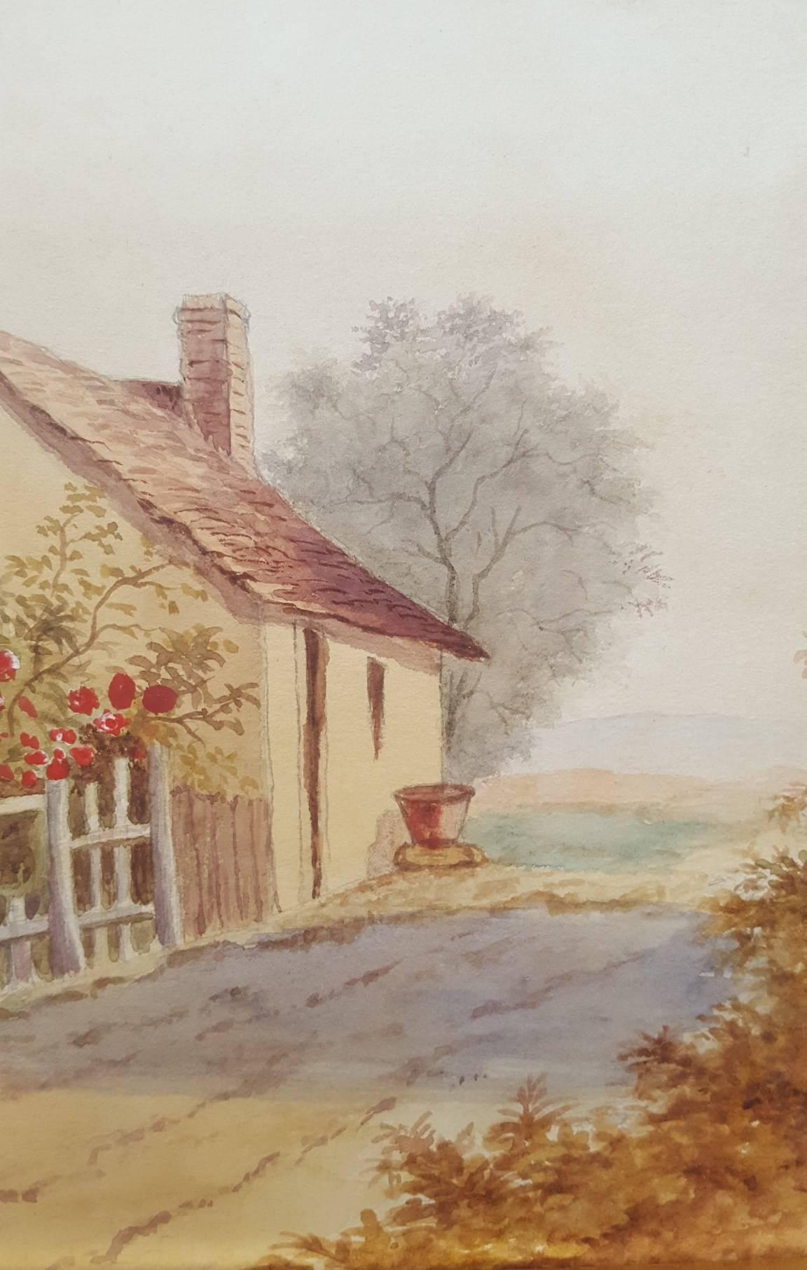 An original antique watercolor painting on paper by an unknown British artist titled 