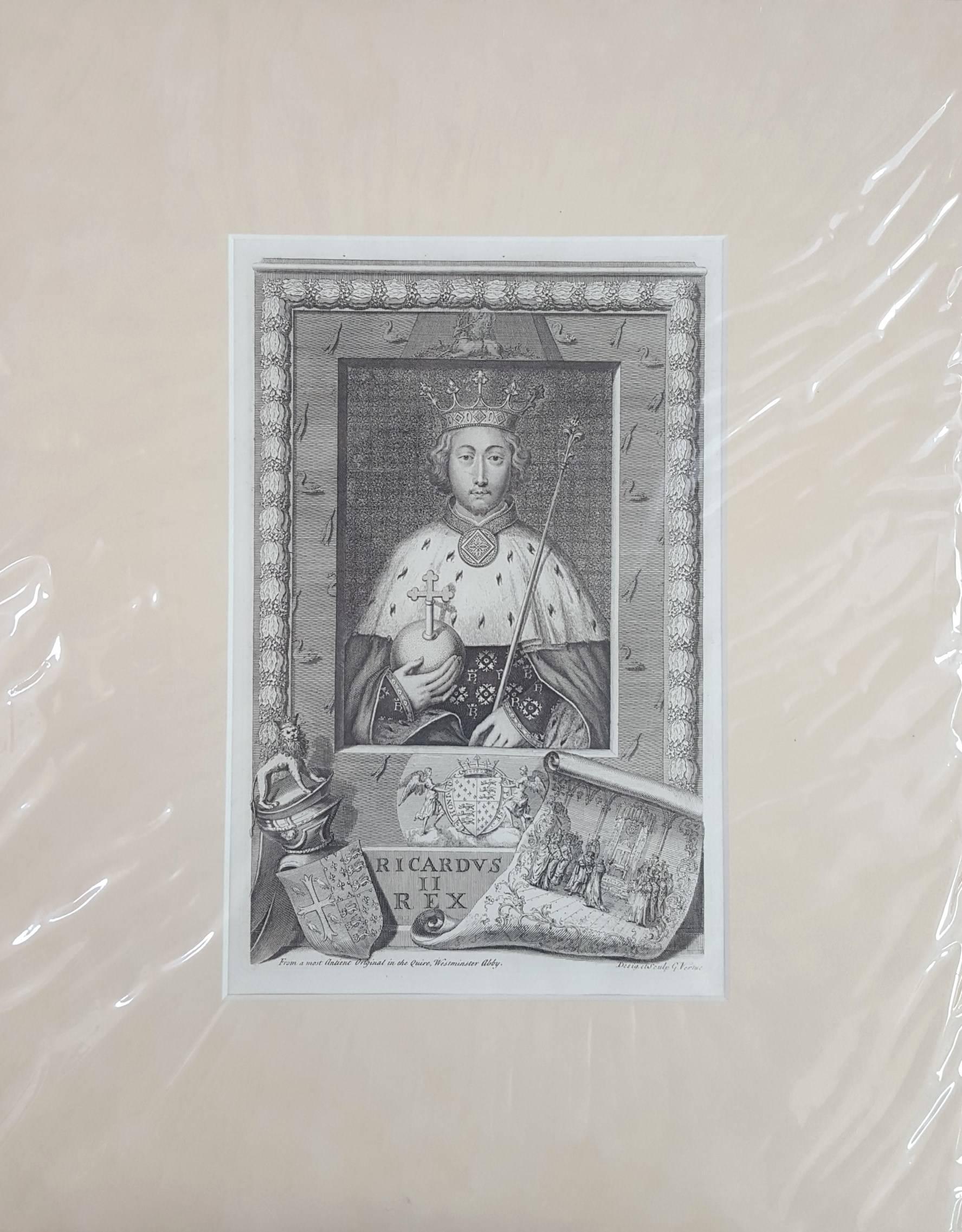 King Richard II /// Old Masters British Royal Family Portrait Engraving Art - Print by George Virtue