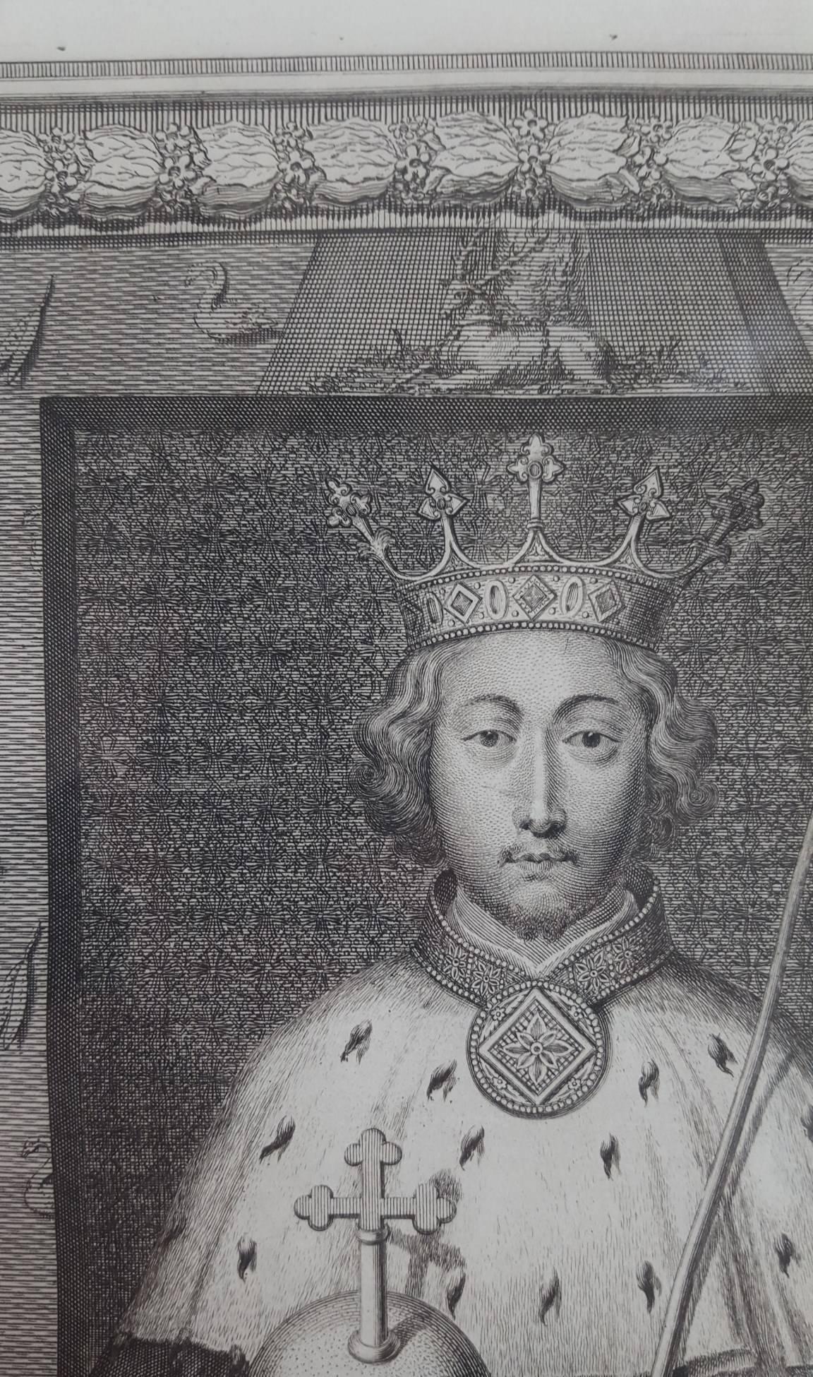 King Richard II /// Old Masters British Royal Family Portrait Engraving Art - Baroque Print by George Virtue