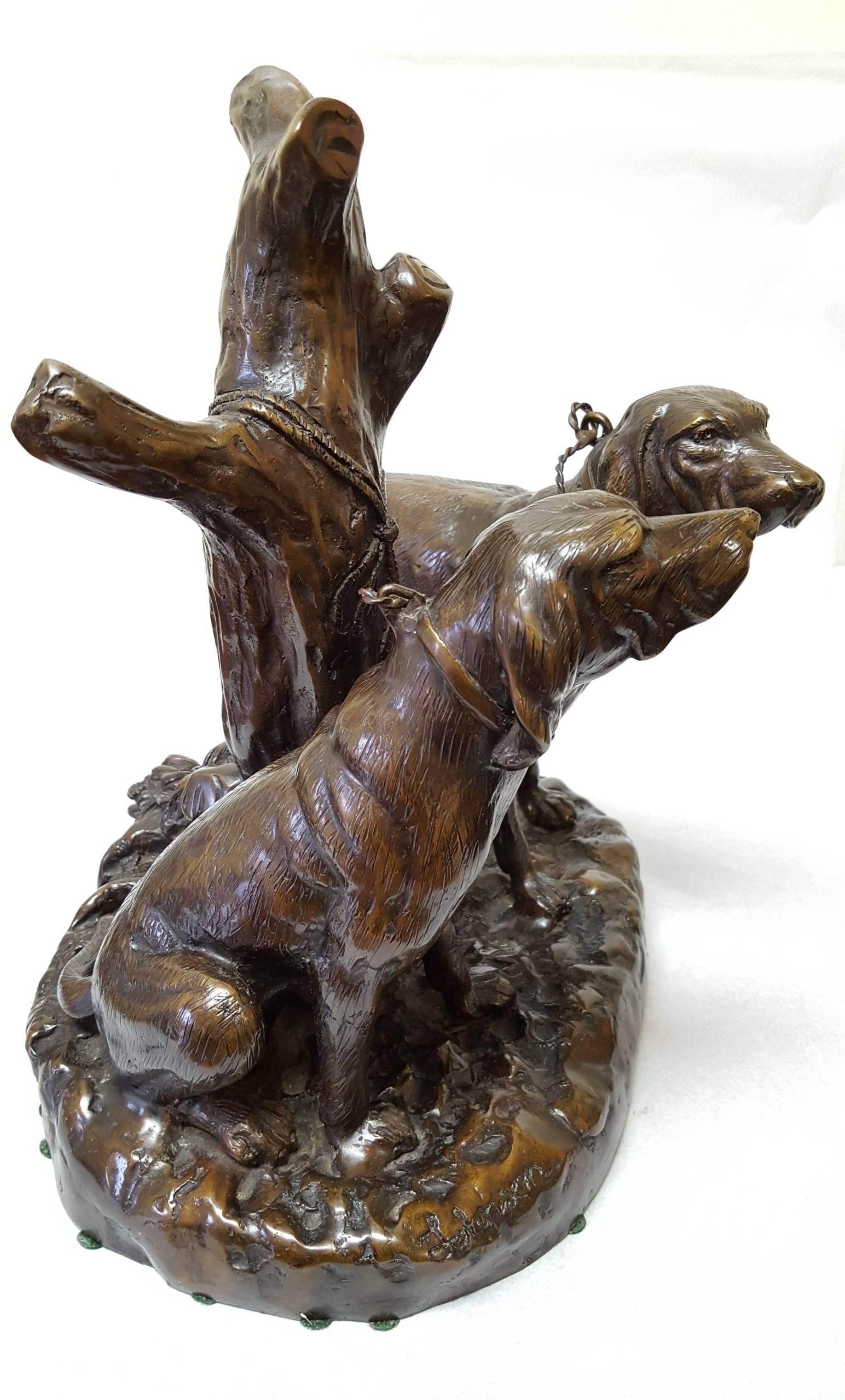 Hunting Dogs - American Realist Sculpture by Grace Mott Johnson