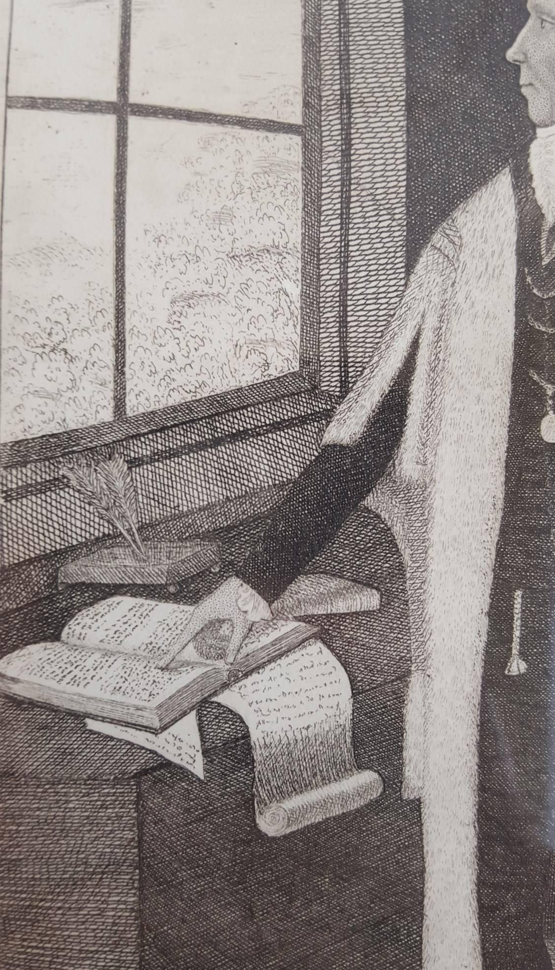 Sir James Sterling - Gray Portrait Print by John Kay