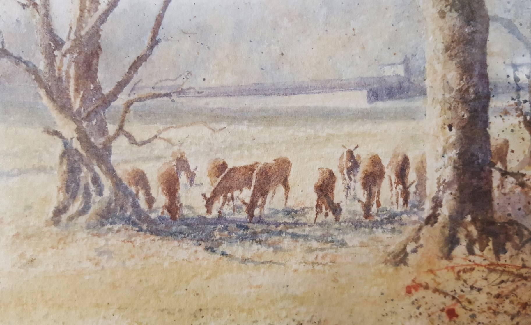 Raby Castle, Staindrop ///  Contemporary British Female Artist Watercolor Deer For Sale 6
