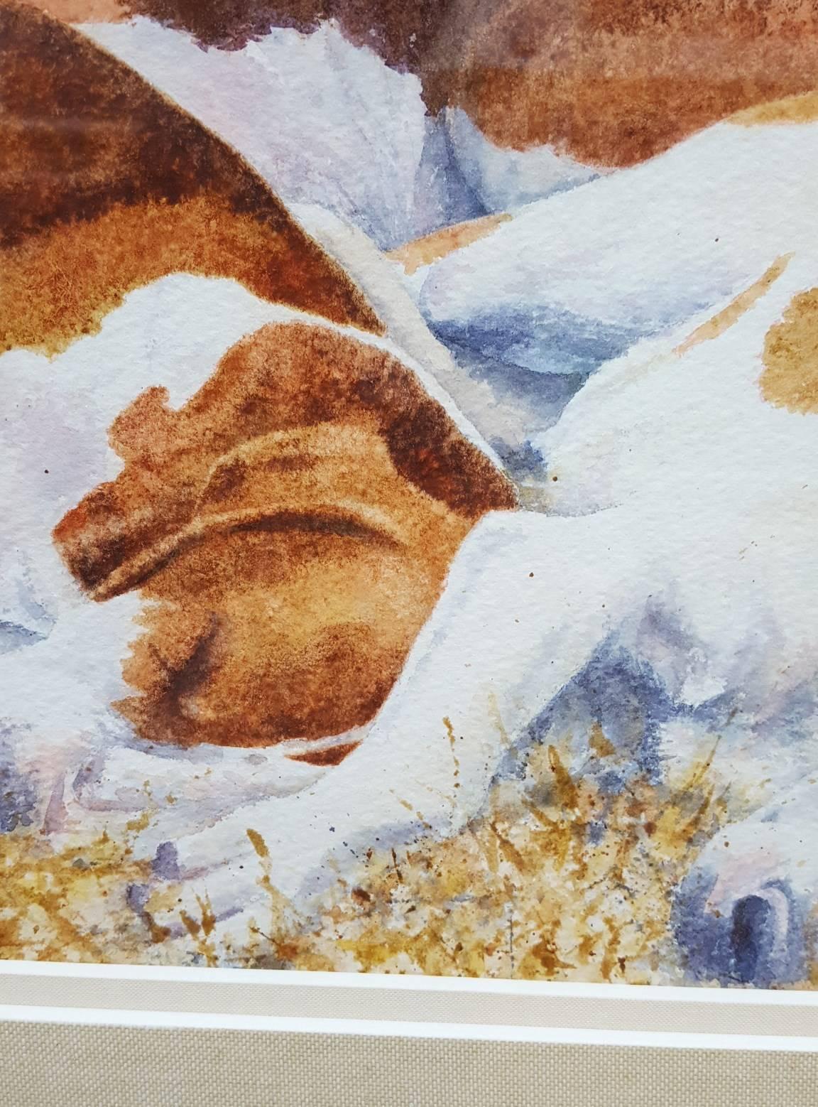 Sleeping Hounds /// Contemporary British Female Artist Watercolor Dog Animal Art For Sale 6