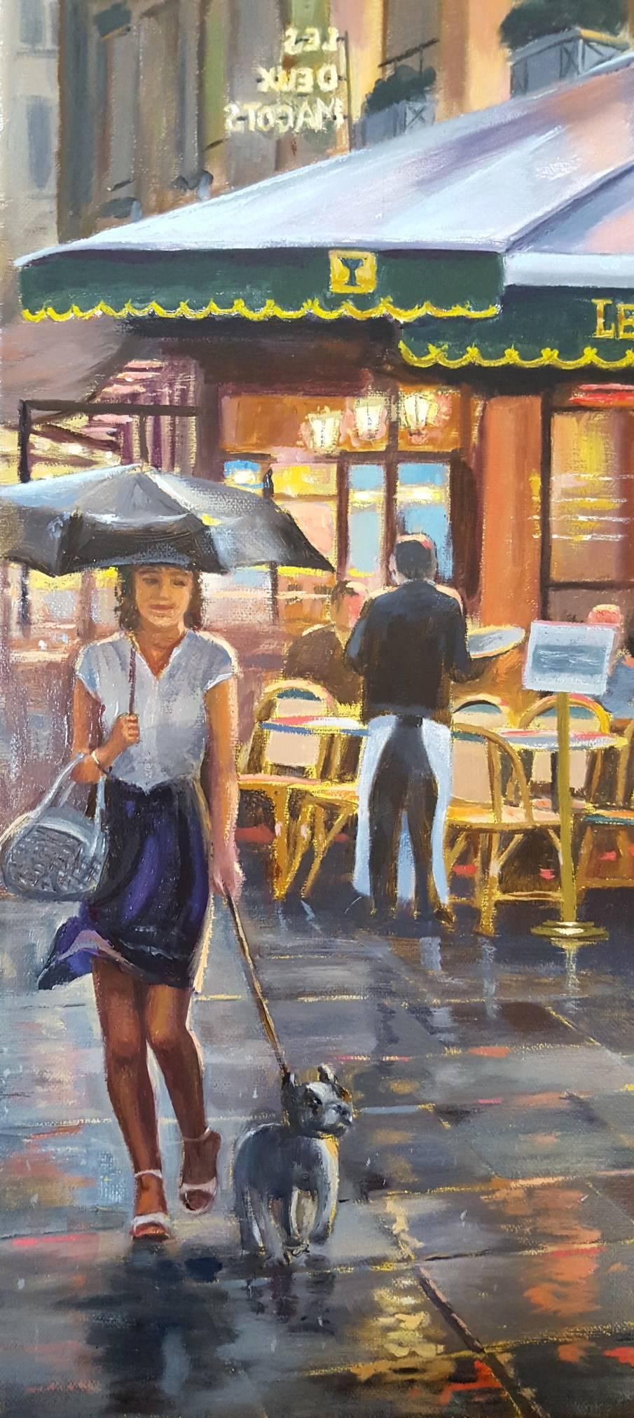 Cafe Les Deux Magots, Paris - Painting by Christopher Stone