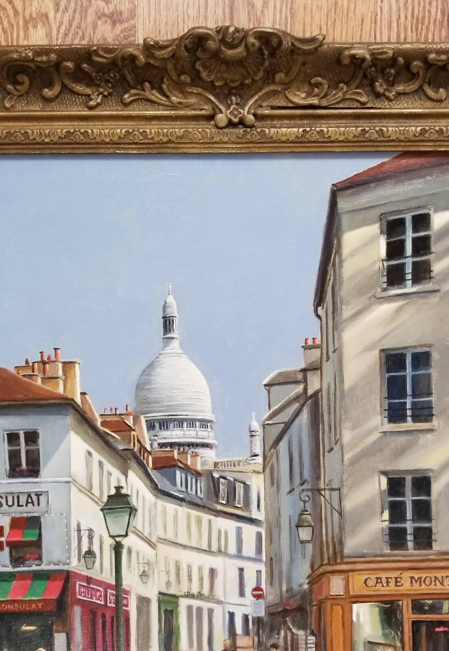 Montmartre, Paris - Gray Landscape Painting by Christopher Stone