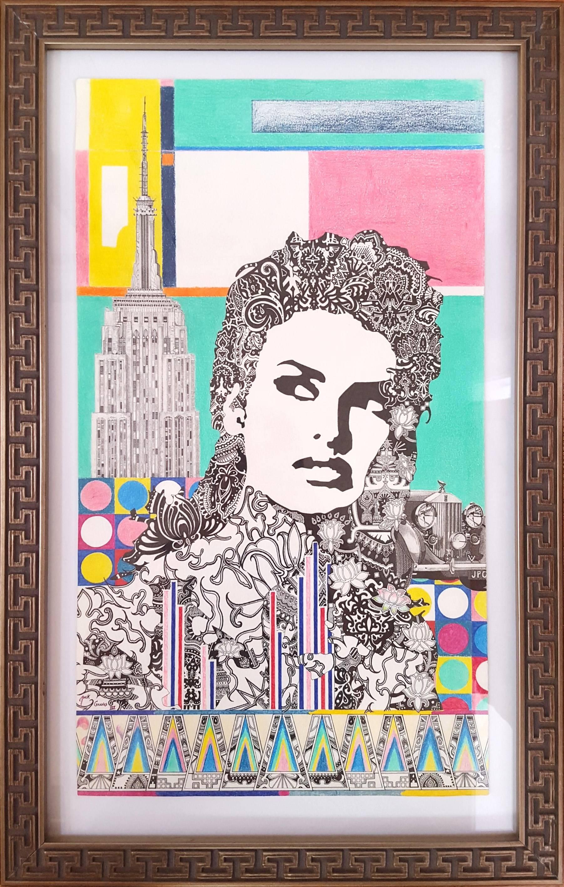 Manhattan (con Linda Evangelista) /// Modelo de Moda Contemporánea Street Pop Art - Figurative Art Gris de Jack Graves III