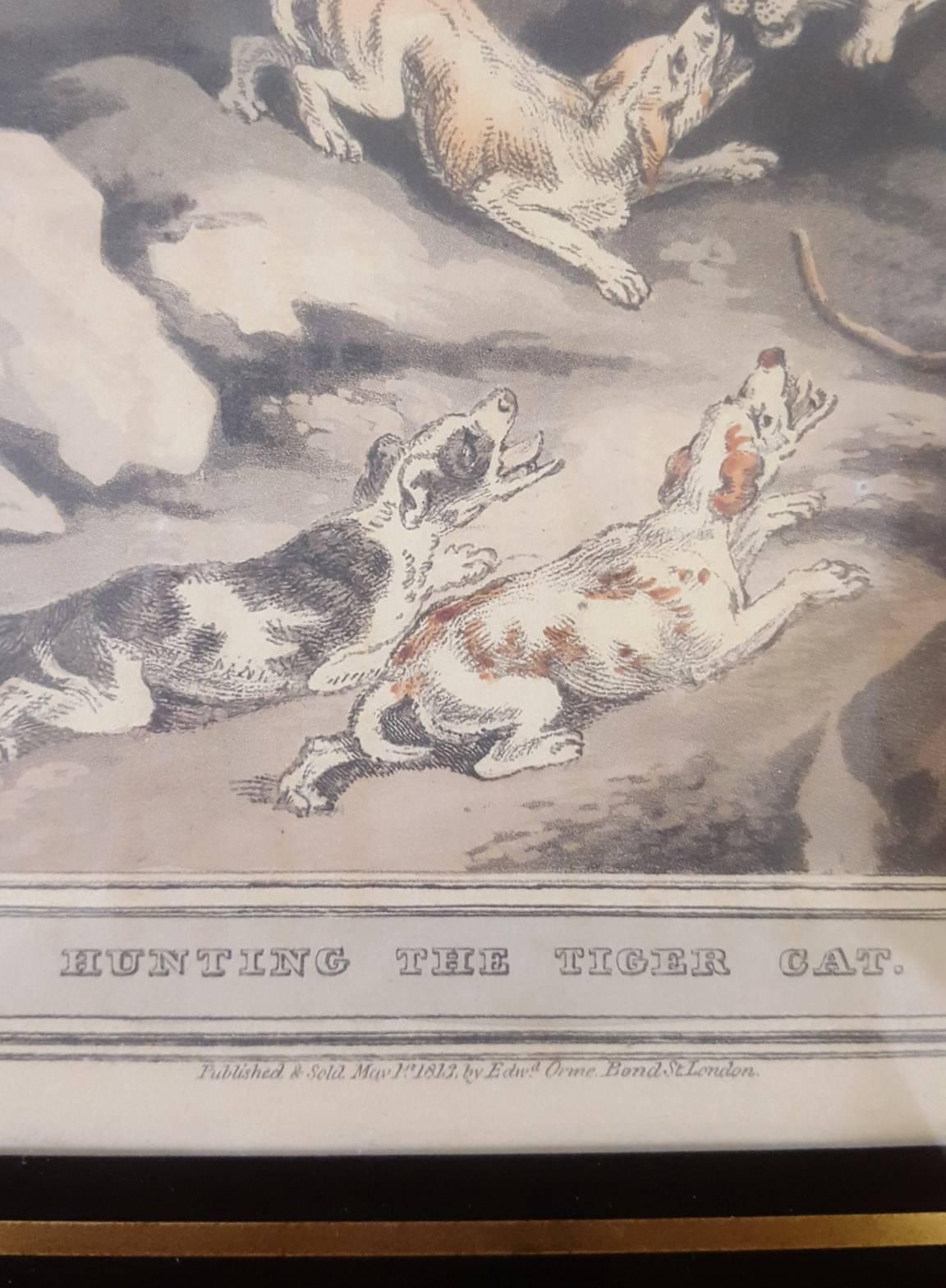 An original hand -colored aquatint of Exotic Hunting & Sporting Scenes by English artist Samuel Howitt (1756-1822) titled 