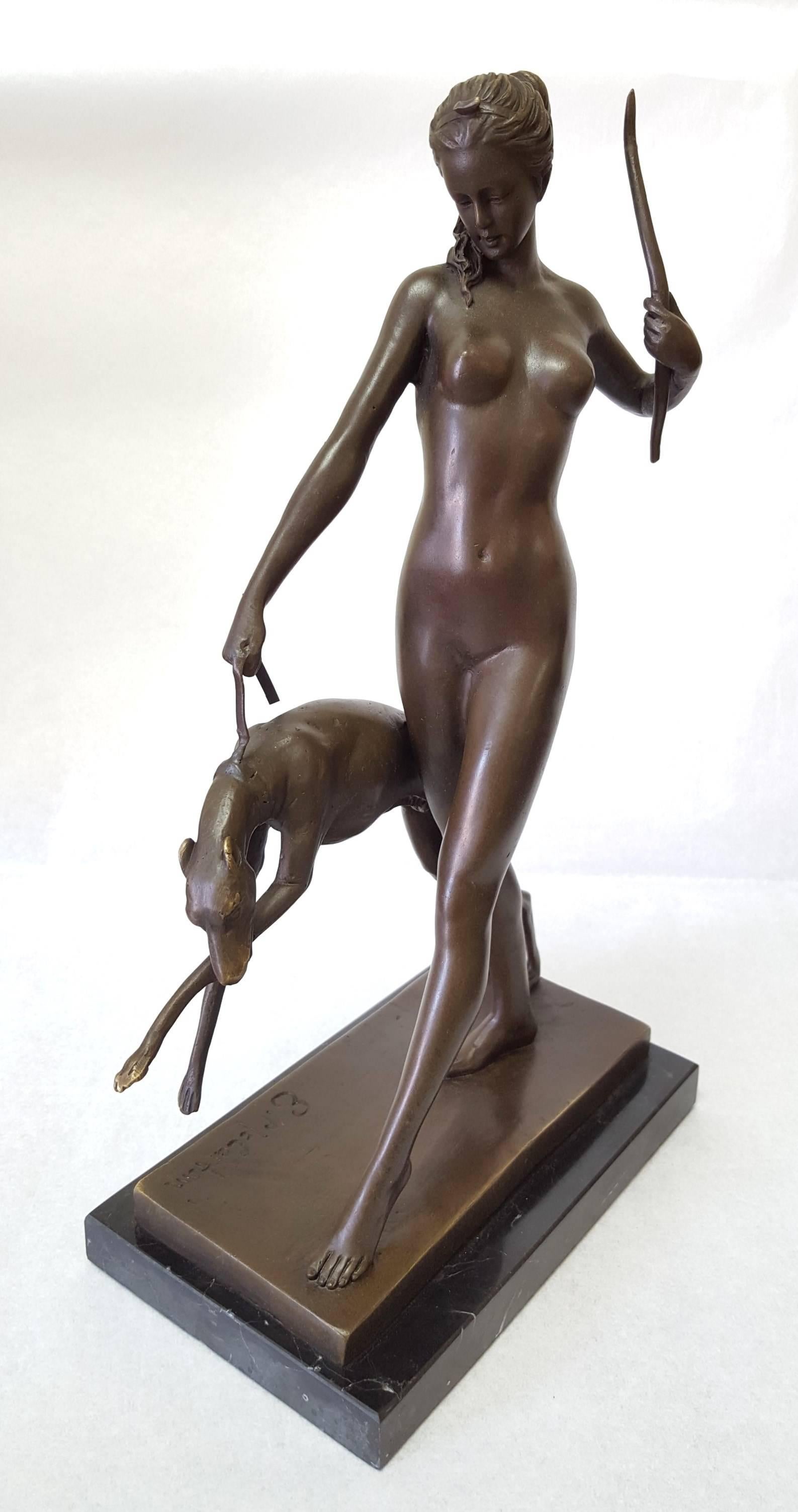 Diana and Hound - Art Deco Sculpture by Edward McCartan
