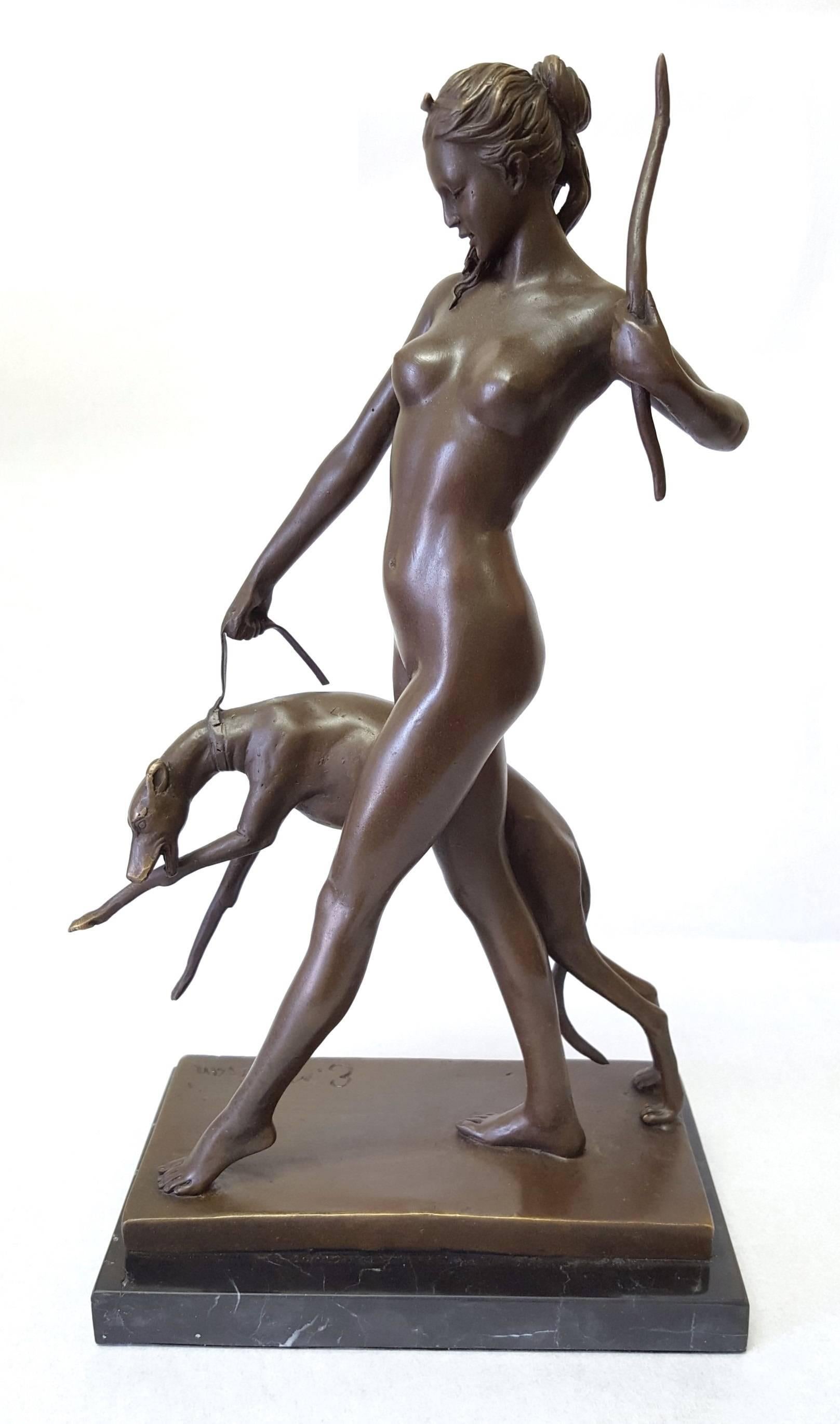 Edward McCartan Nude Sculpture - Diana and Hound