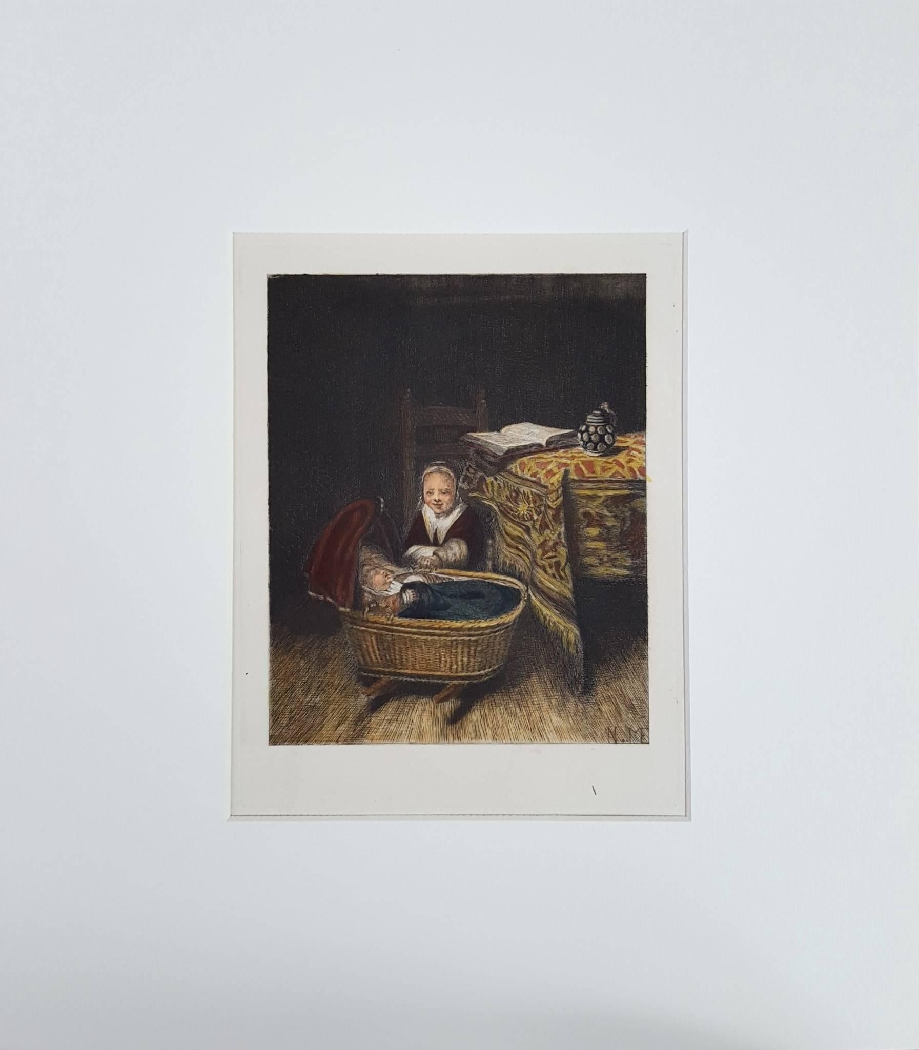 The Cradle - Print by Nicolaes Maes