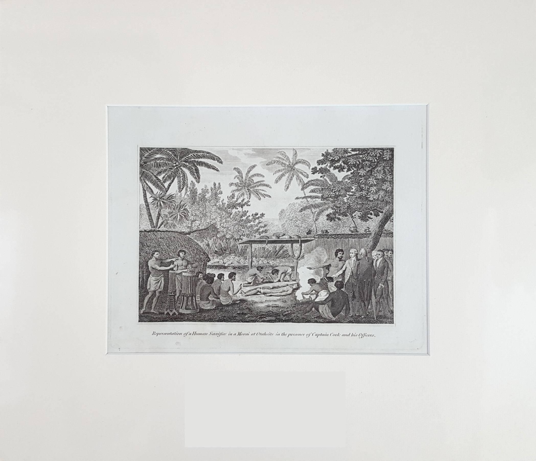 Representation of Human sacrifice with Captain Cook - Print by John Webber