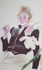 Celia with a Black Dress with White Flowers